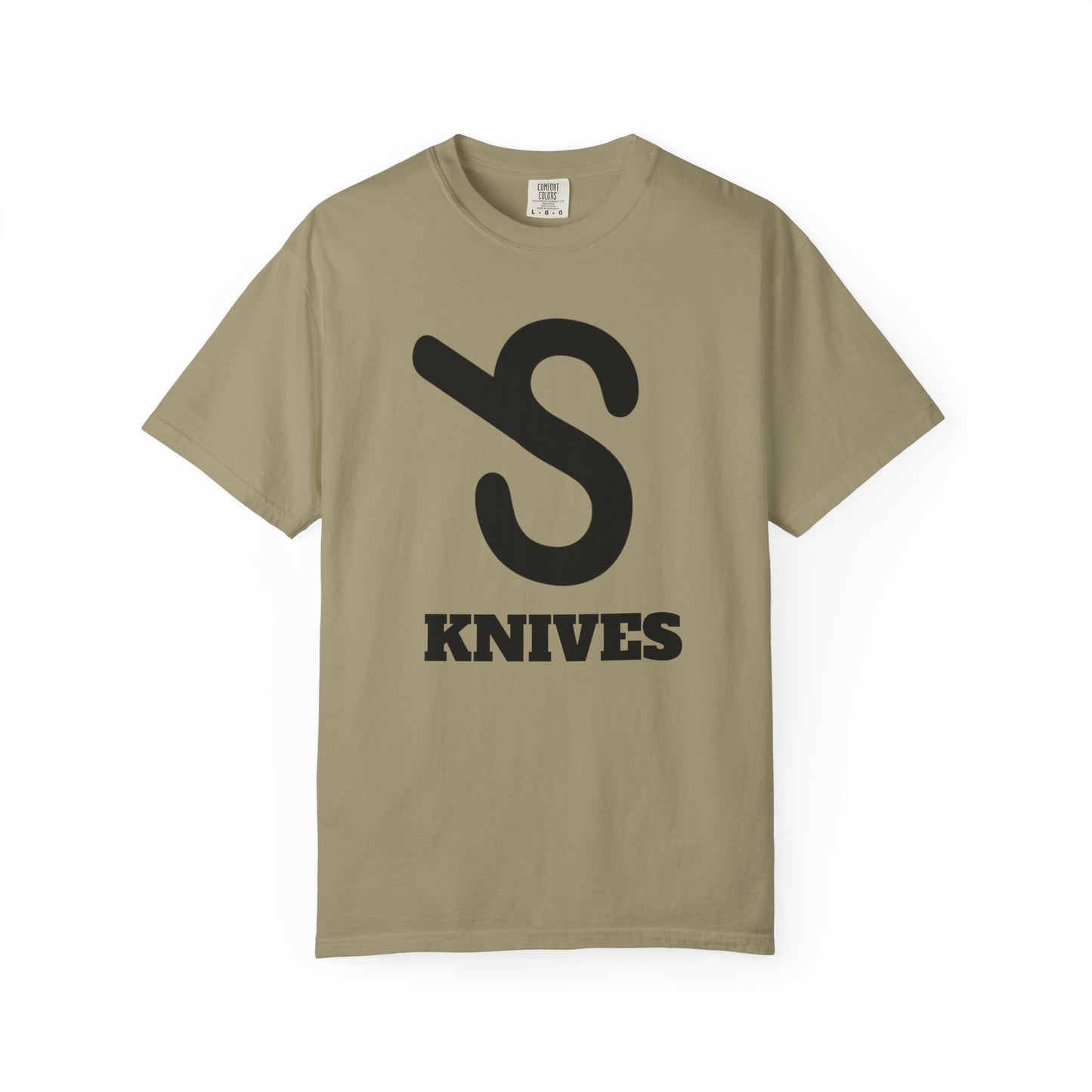 Unisex Garment-Dyed T-Shirt with Bold 'S Knives' Print - Casual Streetwear