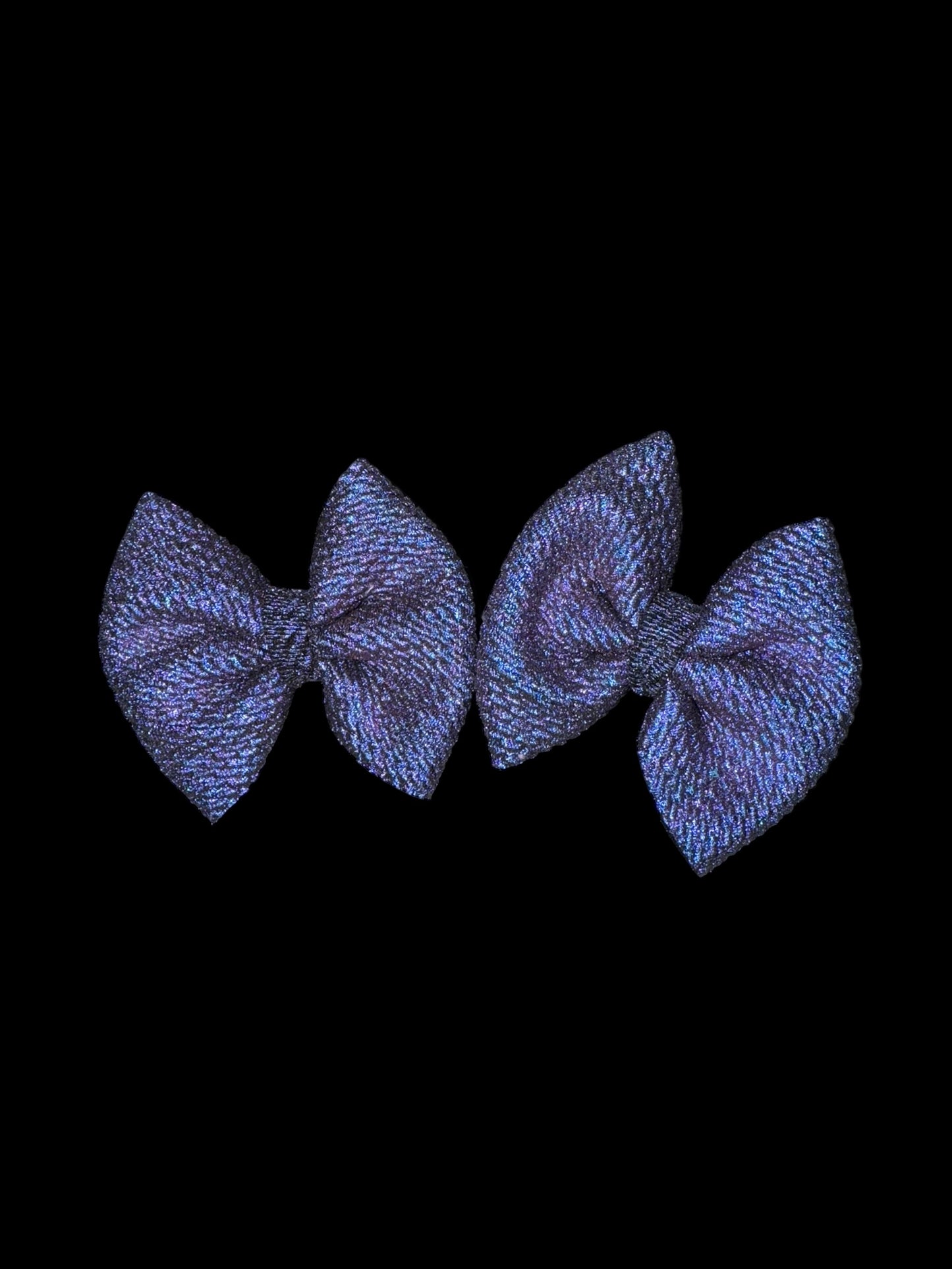 Purple/blue piggy clip bows