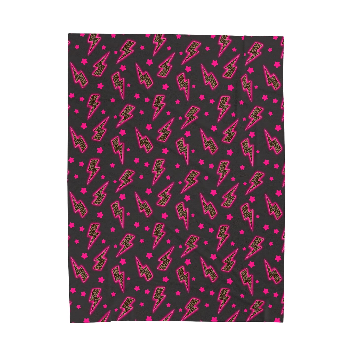 Cheetah With Pink Lightning Bolt Velveteen Plush Blanket