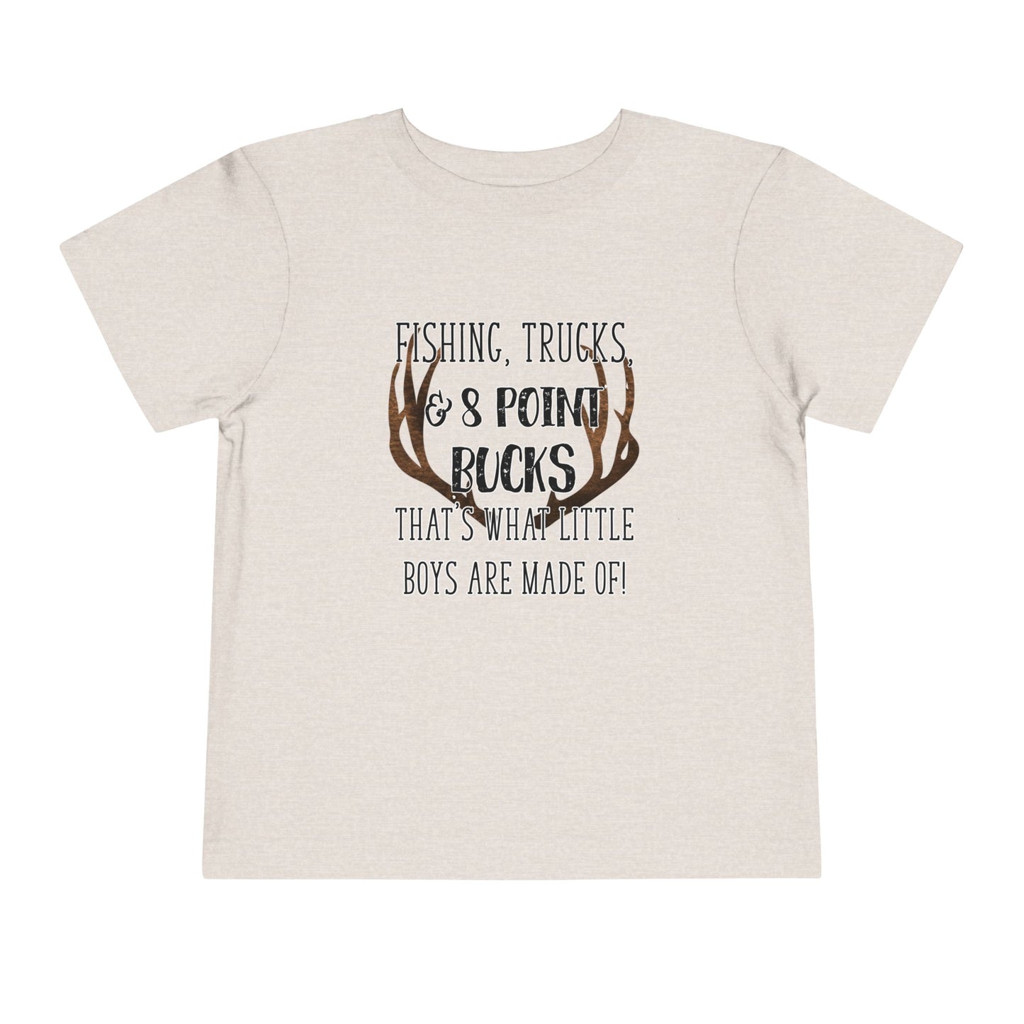 Fishing, trucks and 8 point bucks toddler boy tshirt