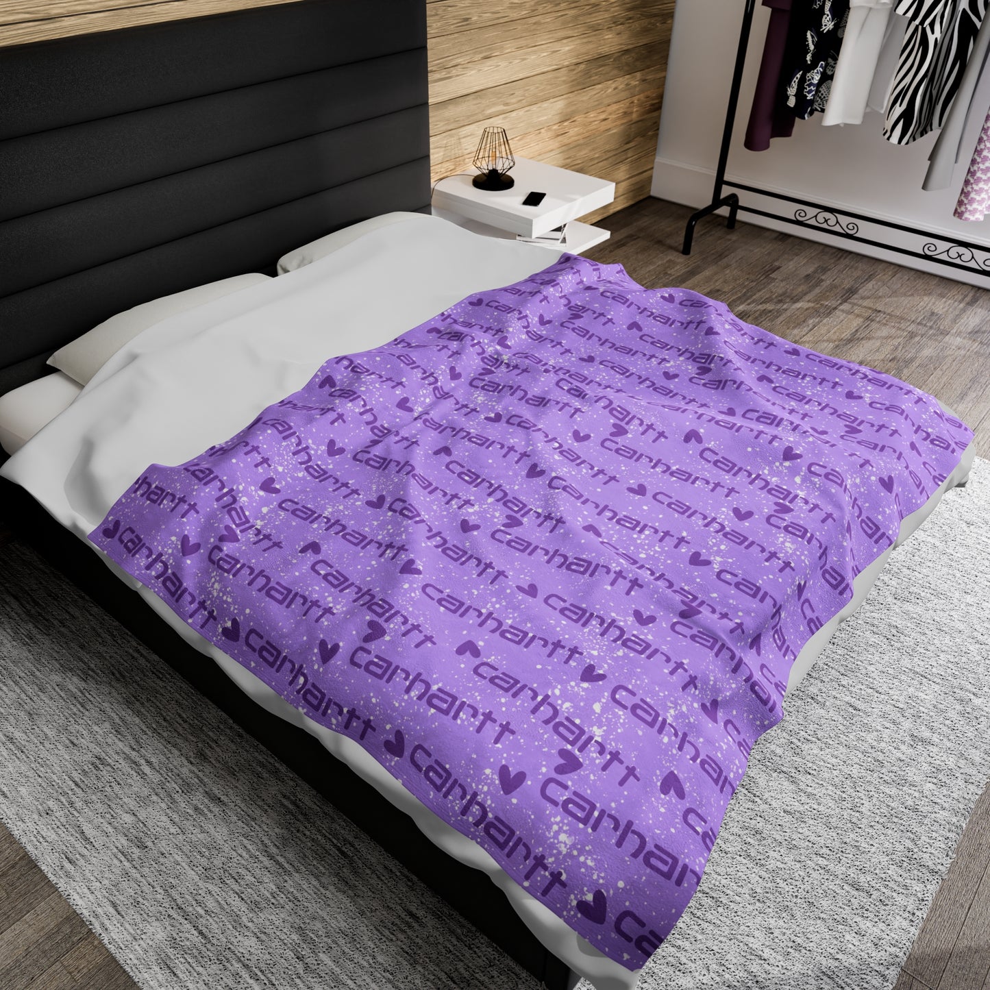 Purple Carhartt Velveteen Plush Blanket