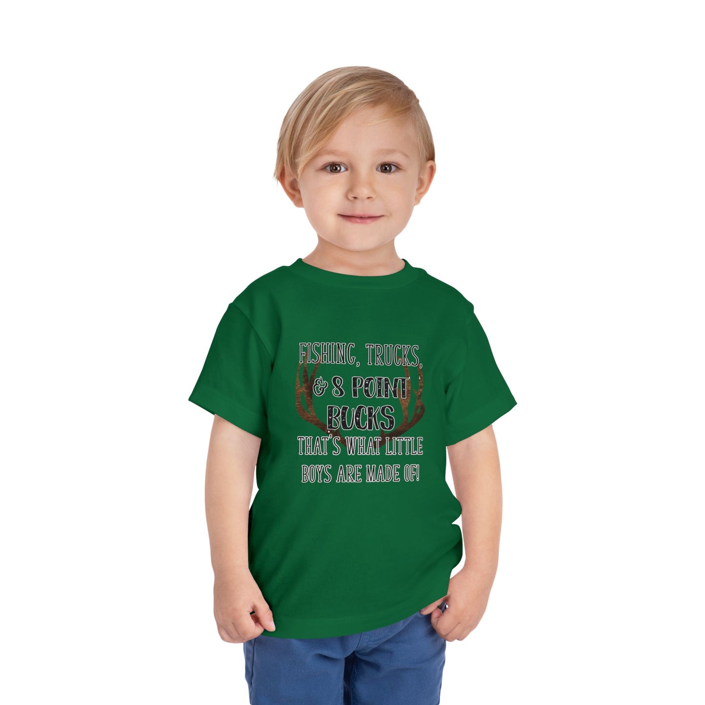 Fishing, trucks and 8 point bucks toddler boy tshirt