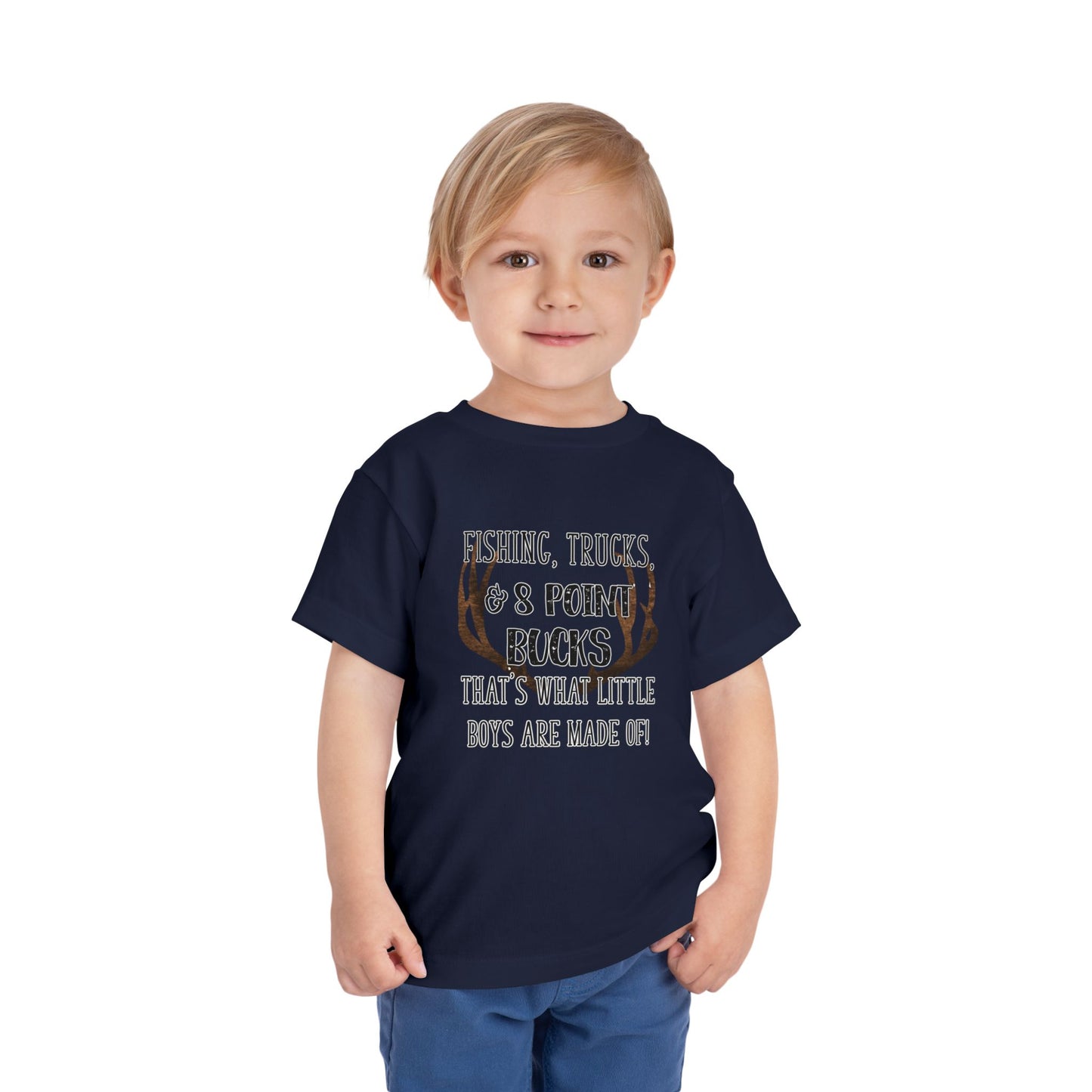 Fishing, trucks and 8 point bucks toddler boy tshirt