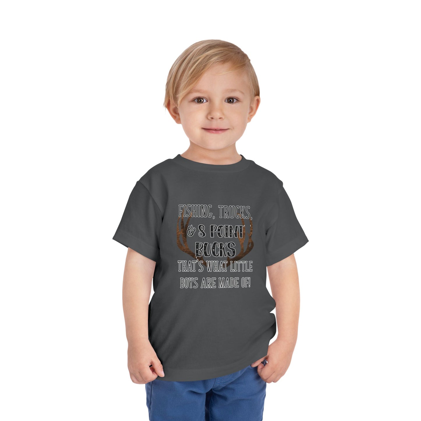 Fishing, trucks and 8 point bucks toddler boy tshirt