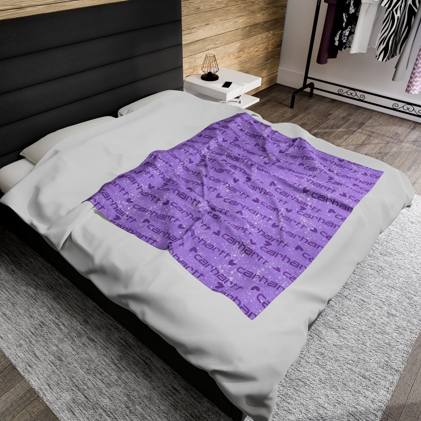 Purple Carhartt Velveteen Plush Blanket