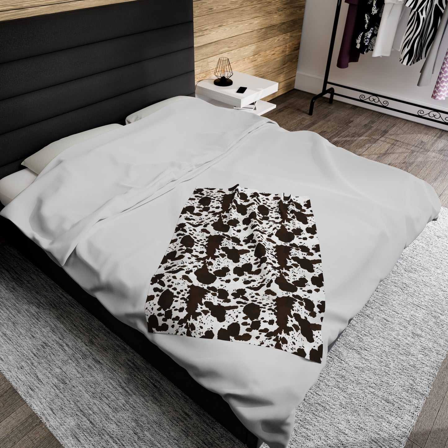 Cow Print Velveteen Plush Blanket