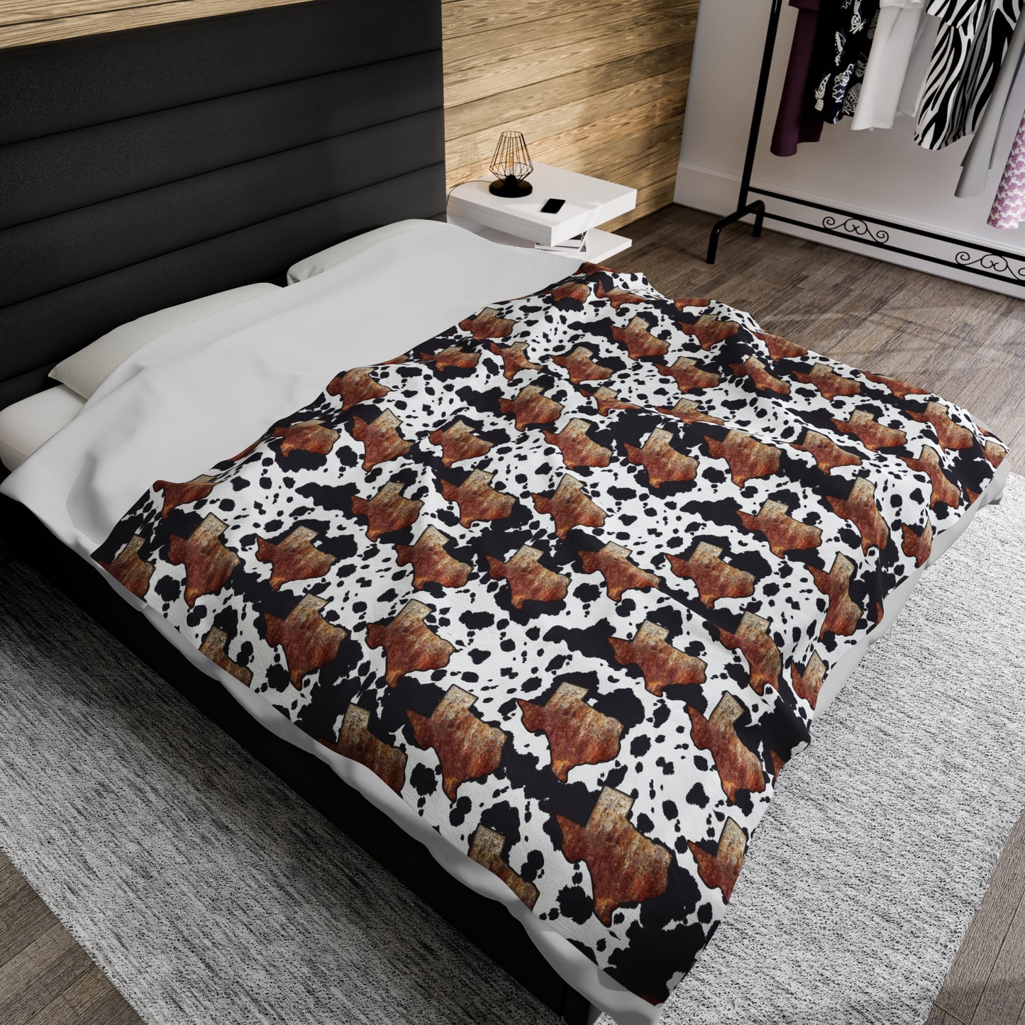 Texas cow print Velveteen Plush Blanket