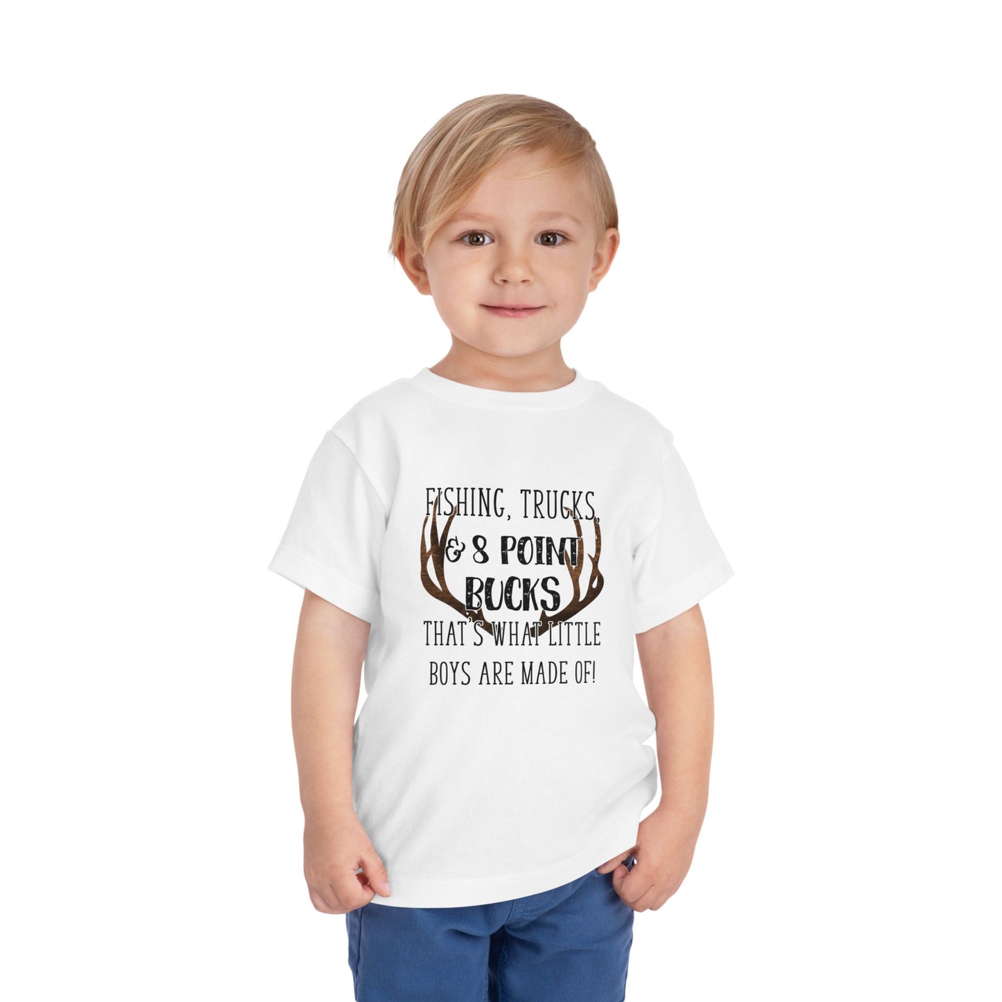 Fishing, trucks and 8 point bucks toddler boy tshirt