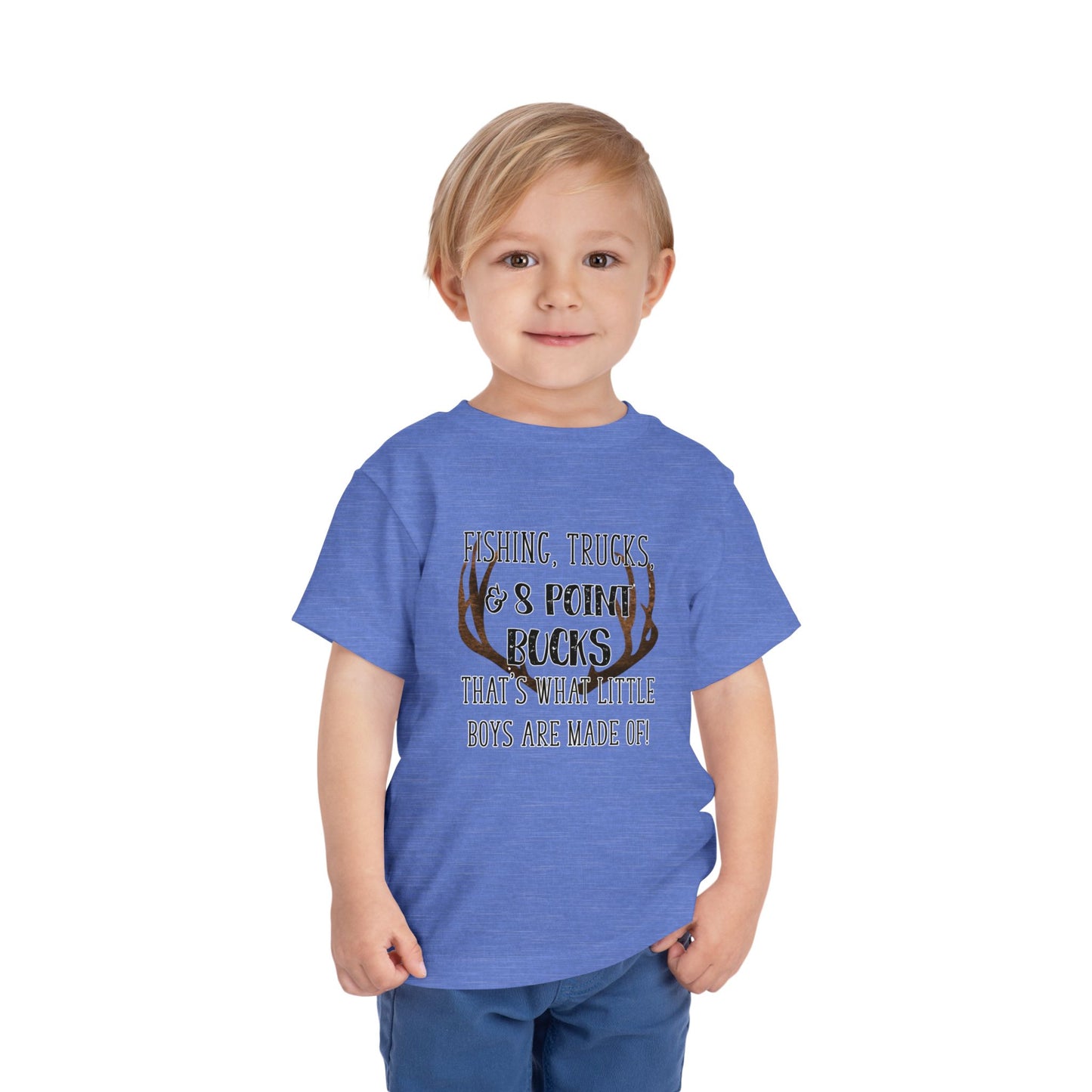 Fishing, trucks and 8 point bucks toddler boy tshirt