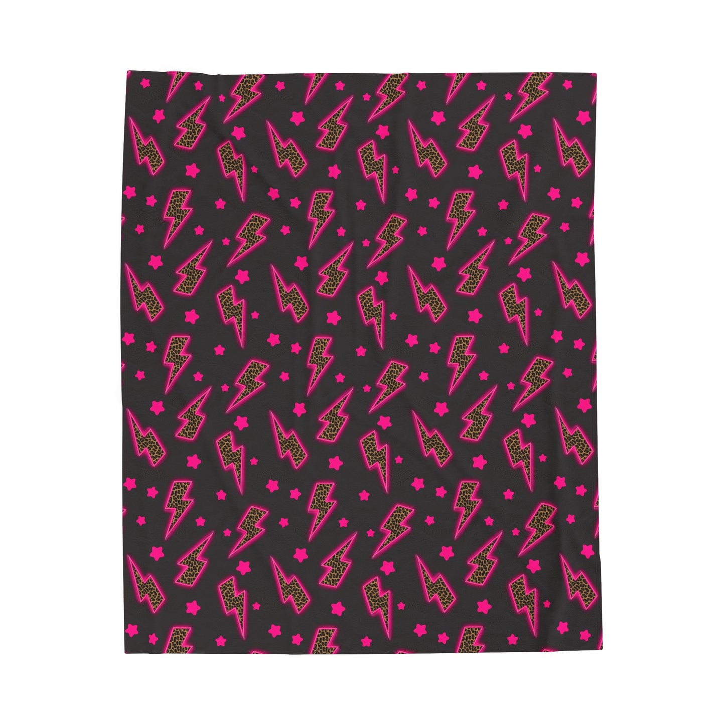 Cheetah With Pink Lightning Bolt Velveteen Plush Blanket