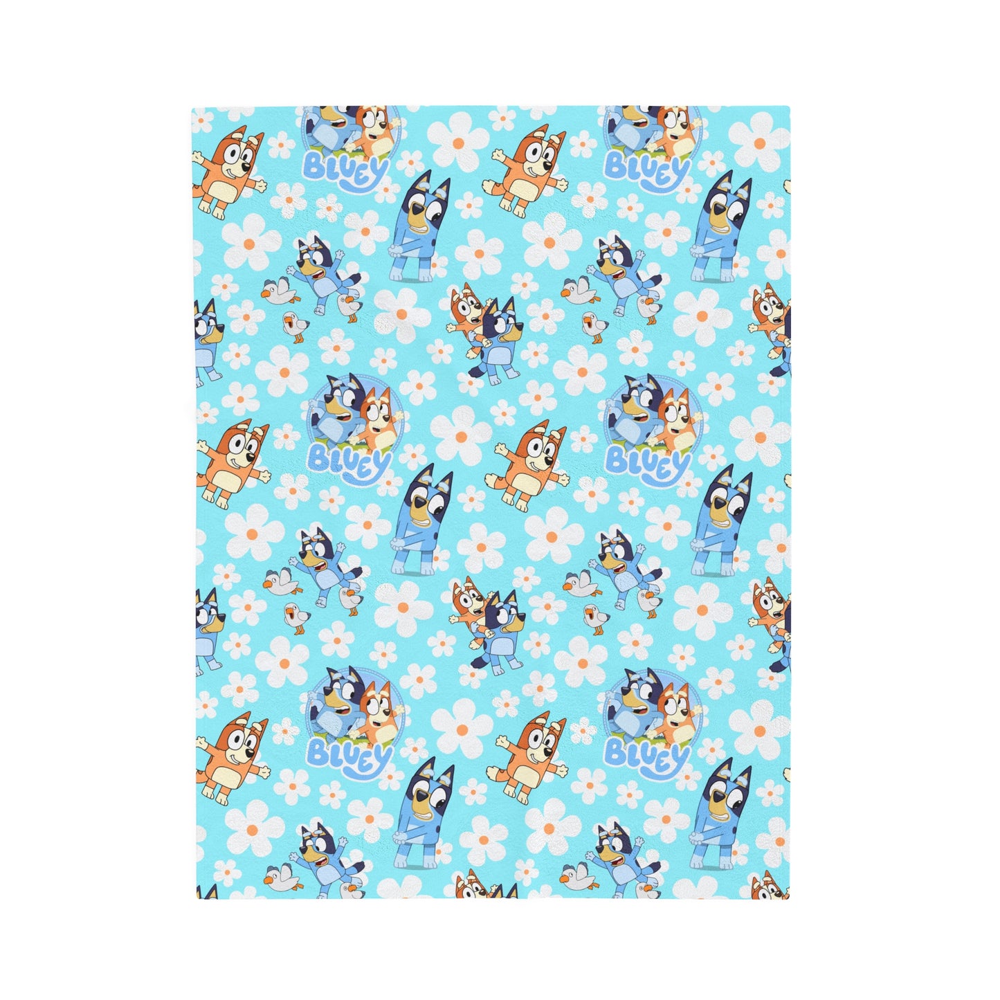 Bluey with flowers Velveteen Plush Blanket