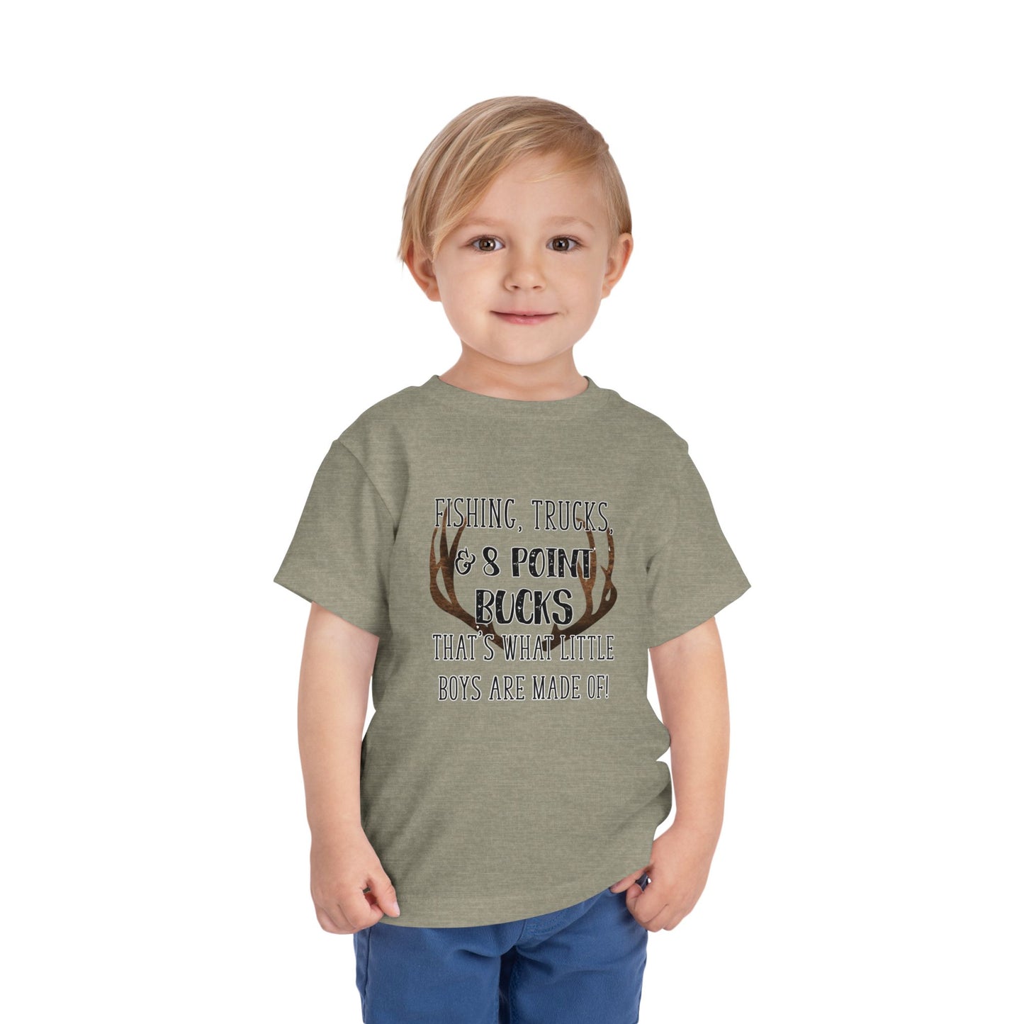 Fishing, trucks and 8 point bucks toddler boy tshirt