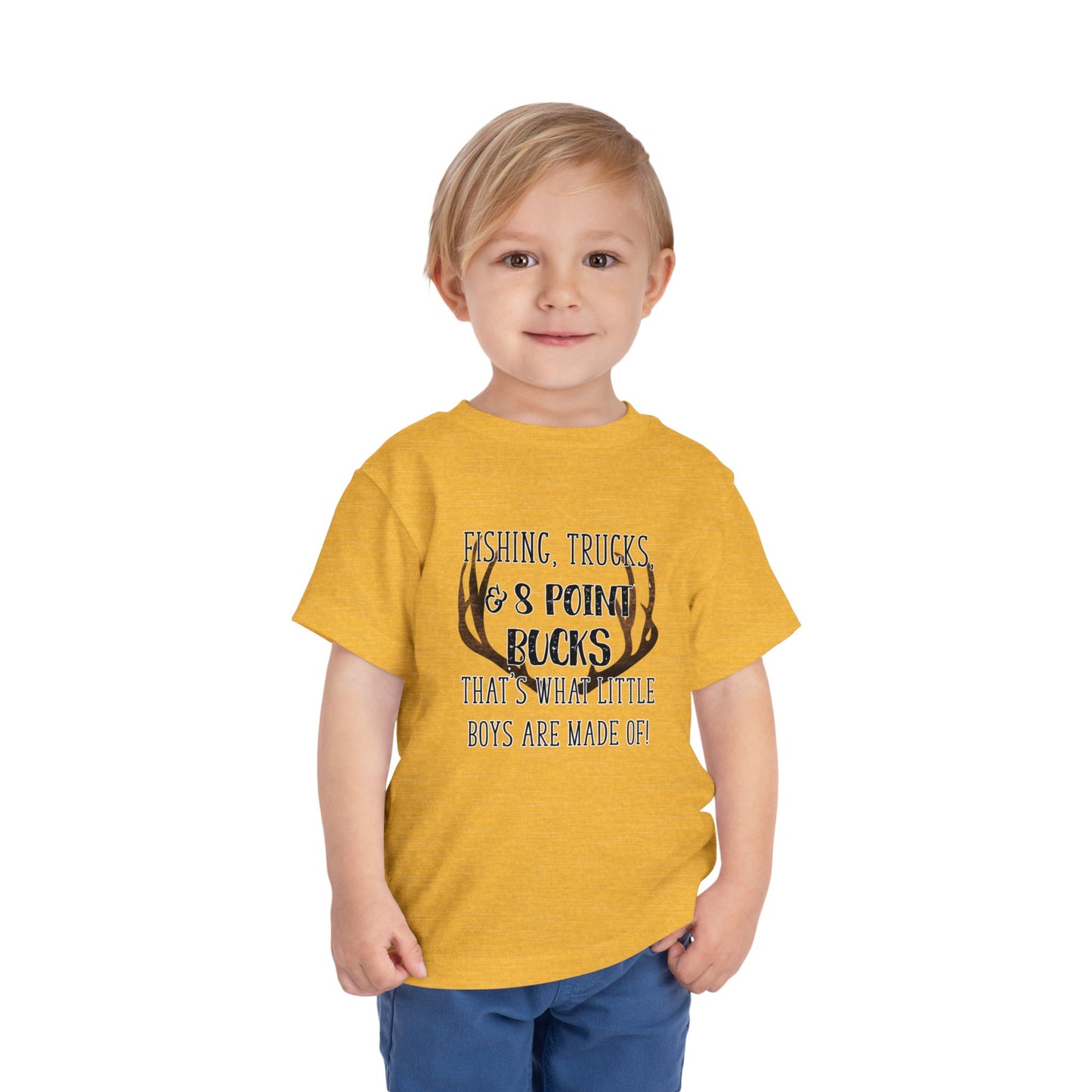 Fishing, trucks and 8 point bucks toddler boy tshirt