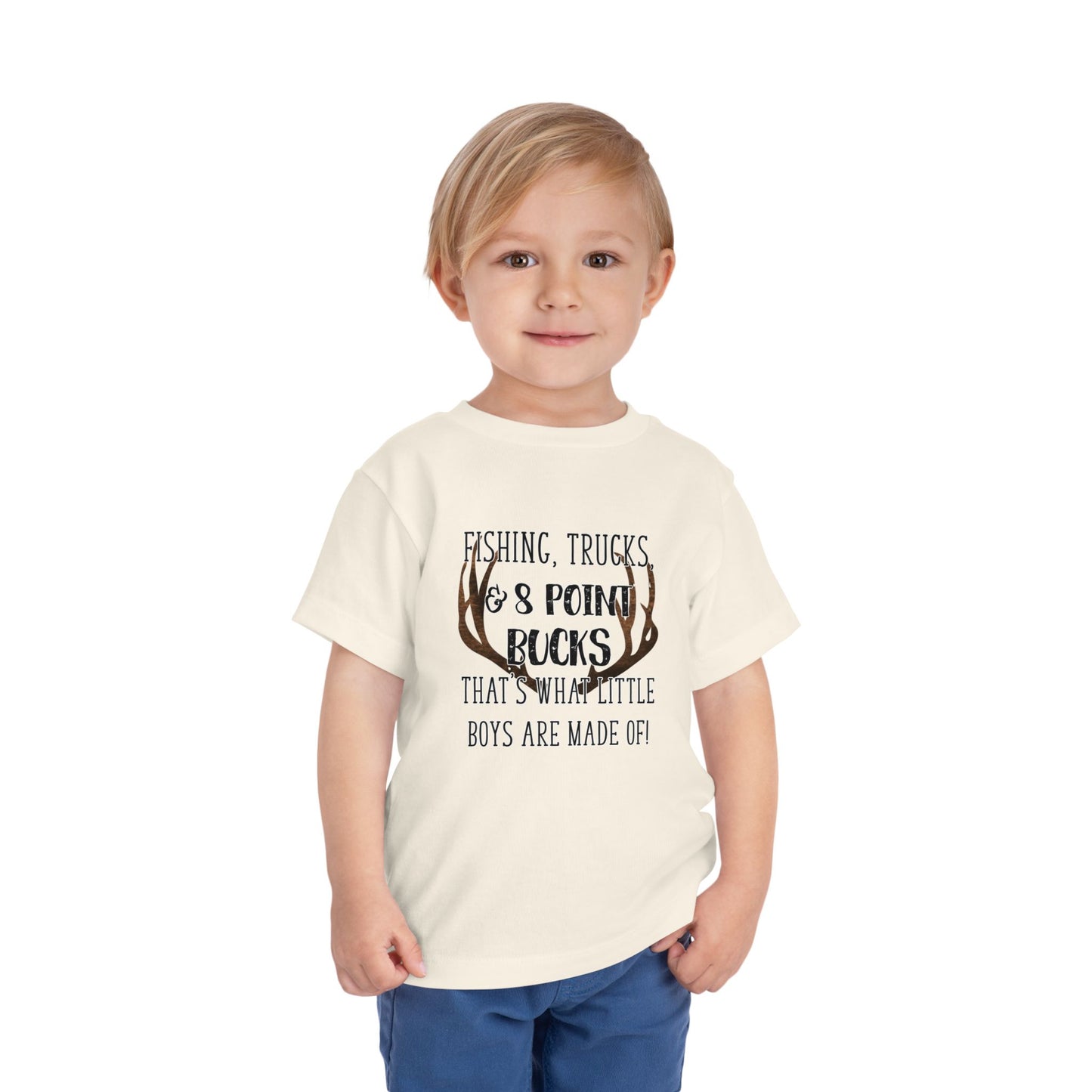 Fishing, trucks and 8 point bucks toddler boy tshirt