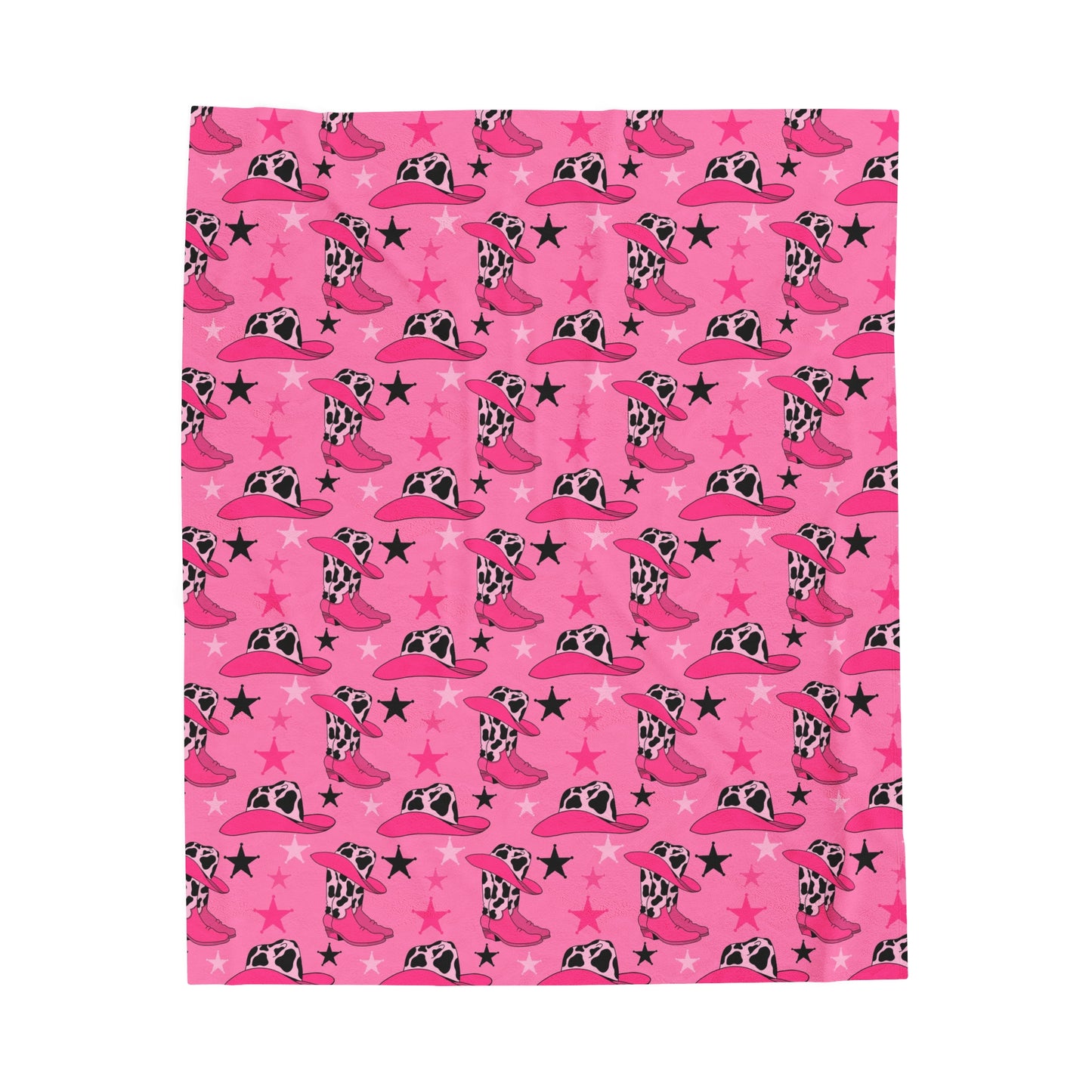 Pink Cowgirl Velveteen Plush Blanket