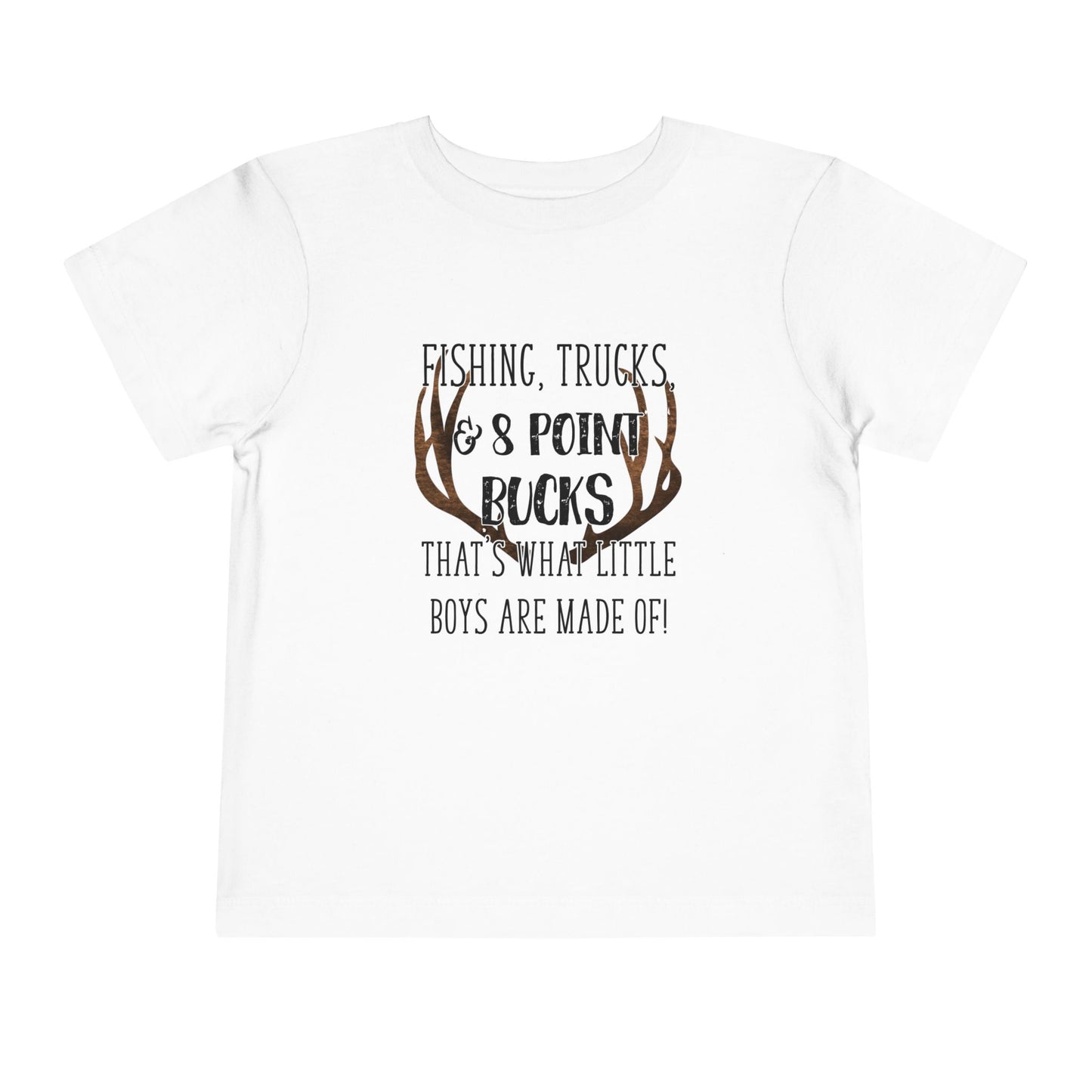 Fishing, trucks and 8 point bucks toddler boy tshirt