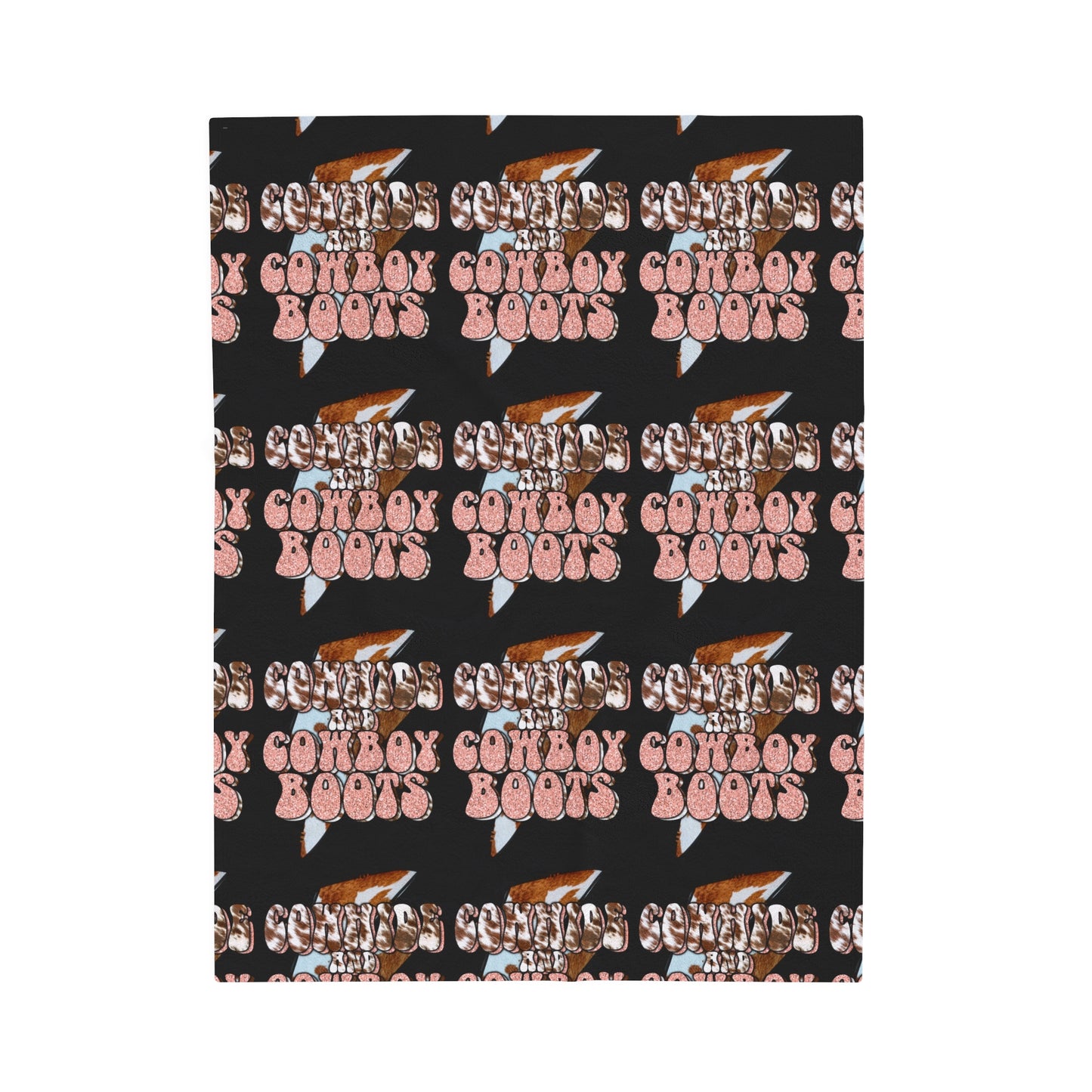 Cowhide and Cowboy Boots Velveteen Plush Blanket