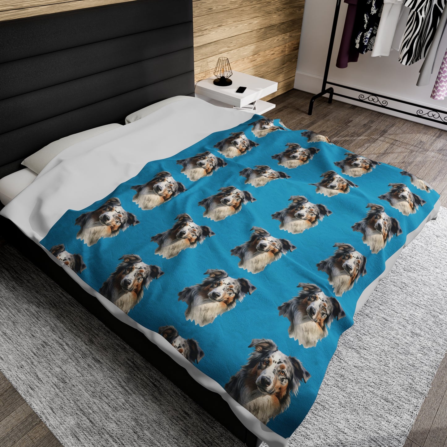 Australian Shepherd Aussie Velveteen Plush Blanket