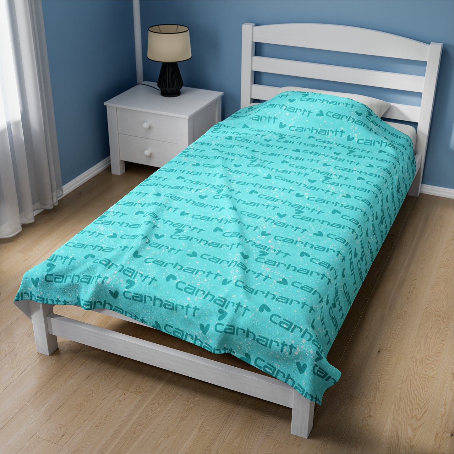 Turquoise Carhartt Velveteen Plush Blanket