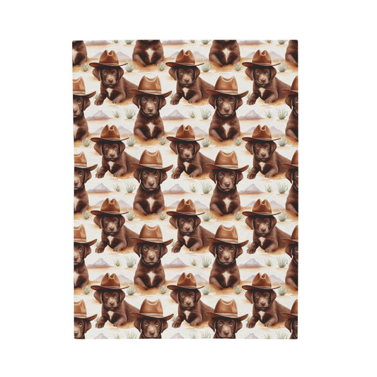 Chocolate Lab with hat Velveteen Plush Blanket