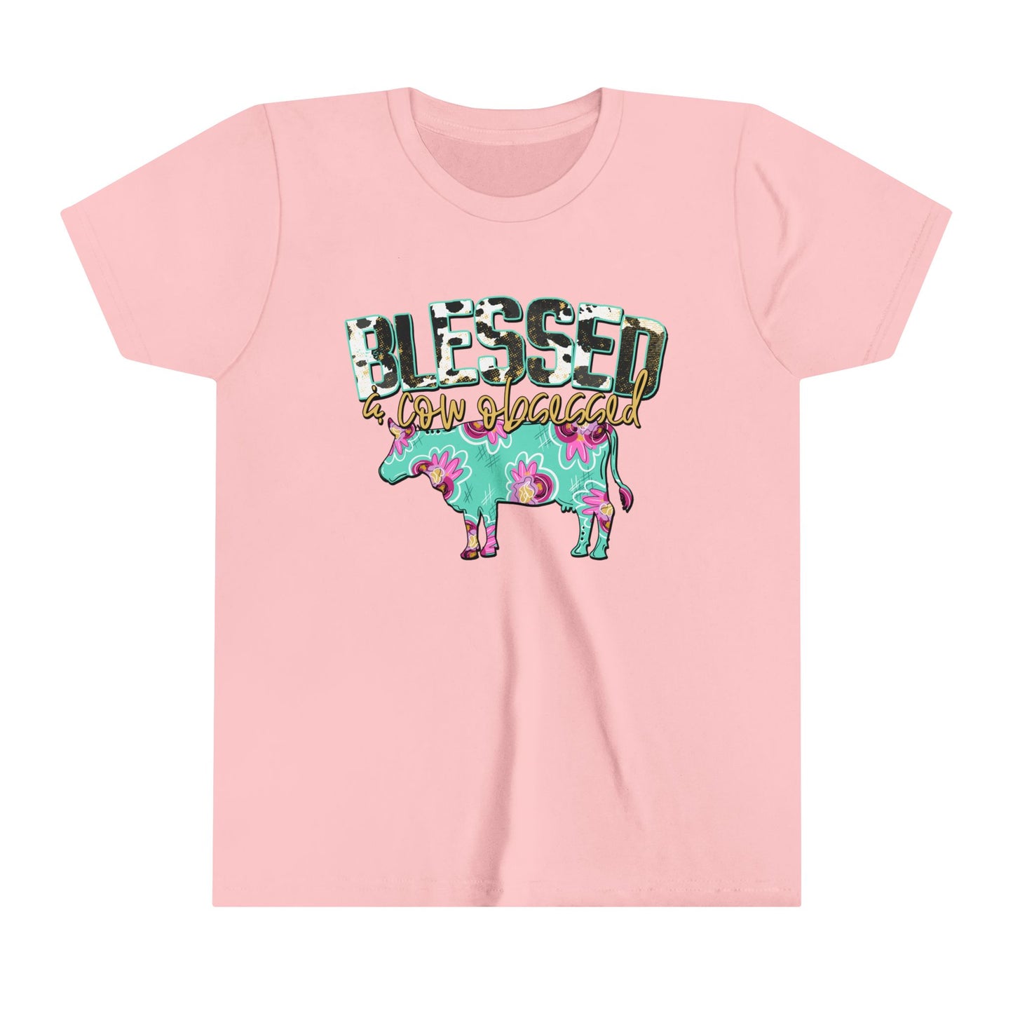 Blessed and cow obsessed youth tshirt