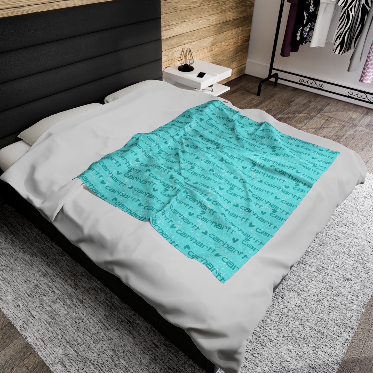 Turquoise Carhartt Velveteen Plush Blanket