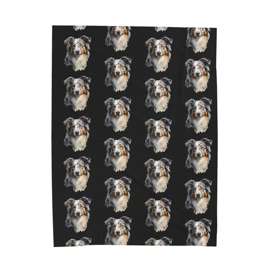 Australian Shepherd Aussie Velveteen Plush Blanket