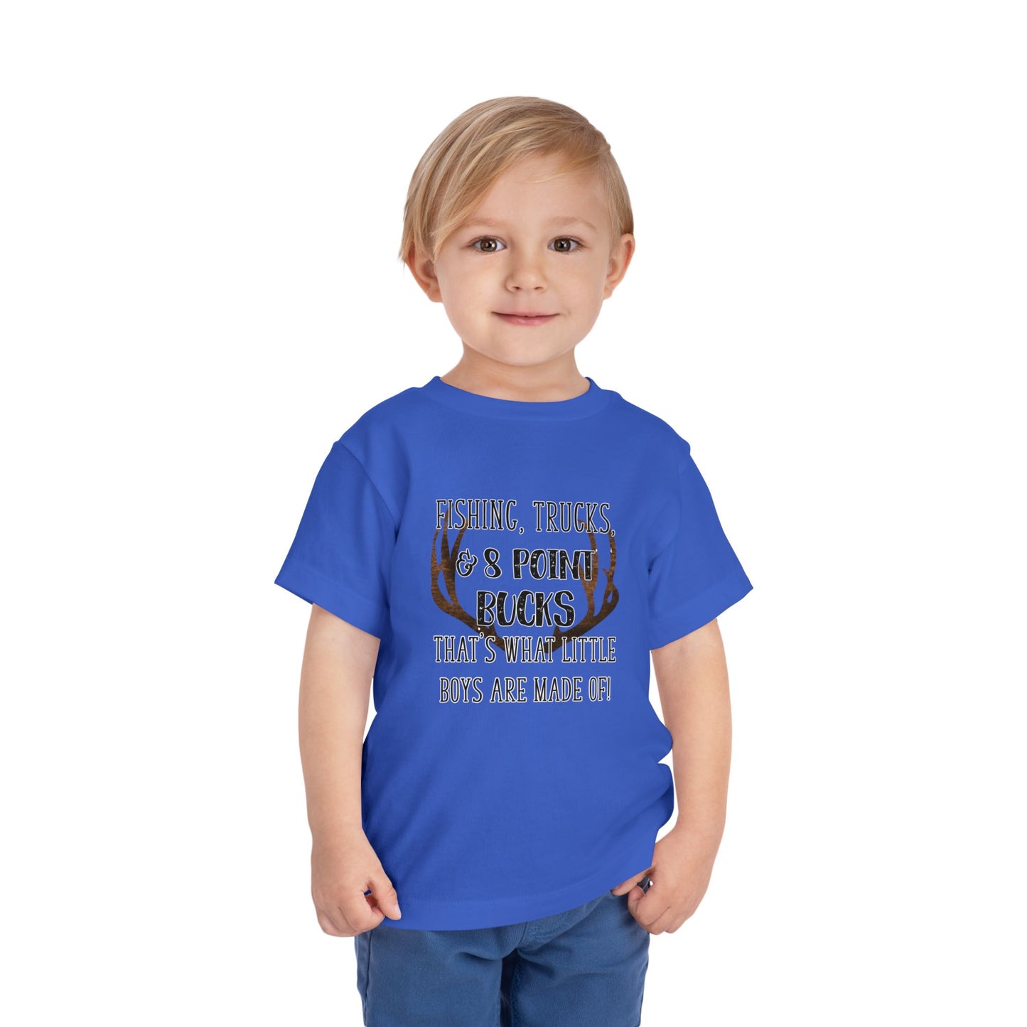 Fishing, trucks and 8 point bucks toddler boy tshirt