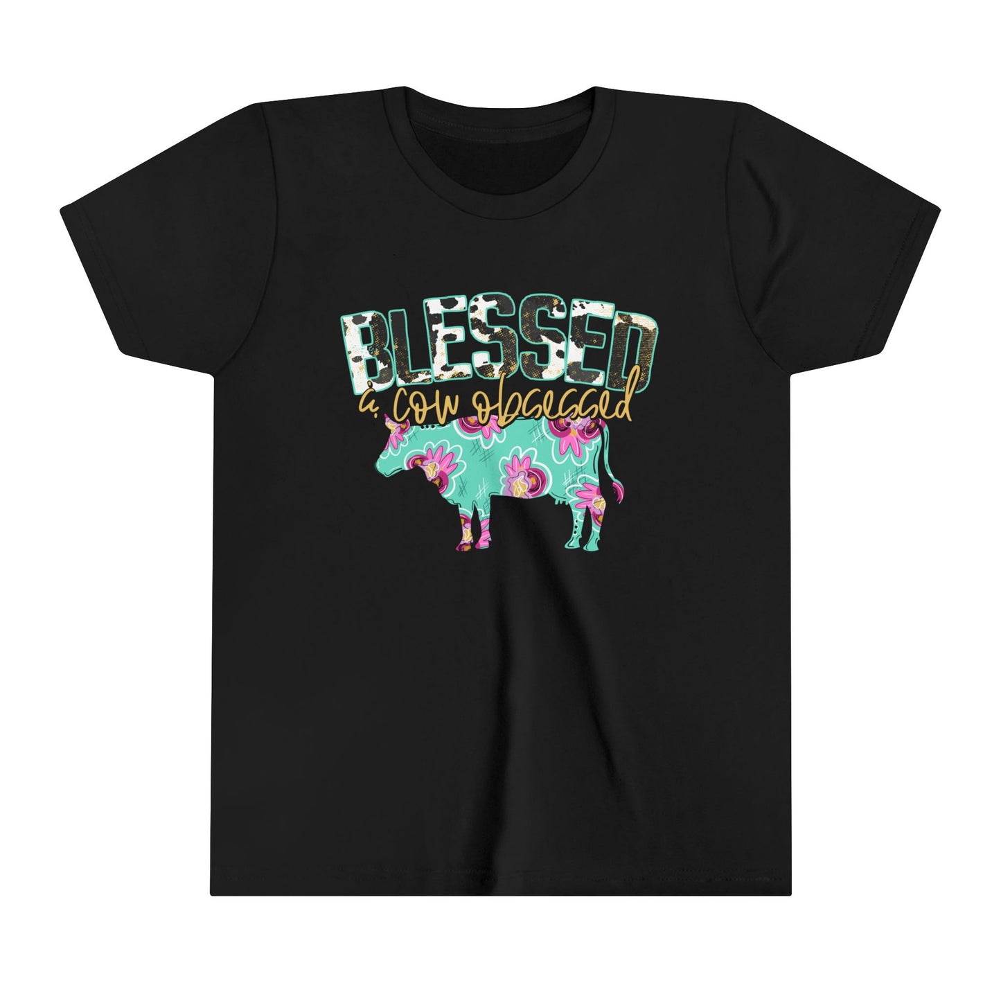 Blessed and cow obsessed youth tshirt