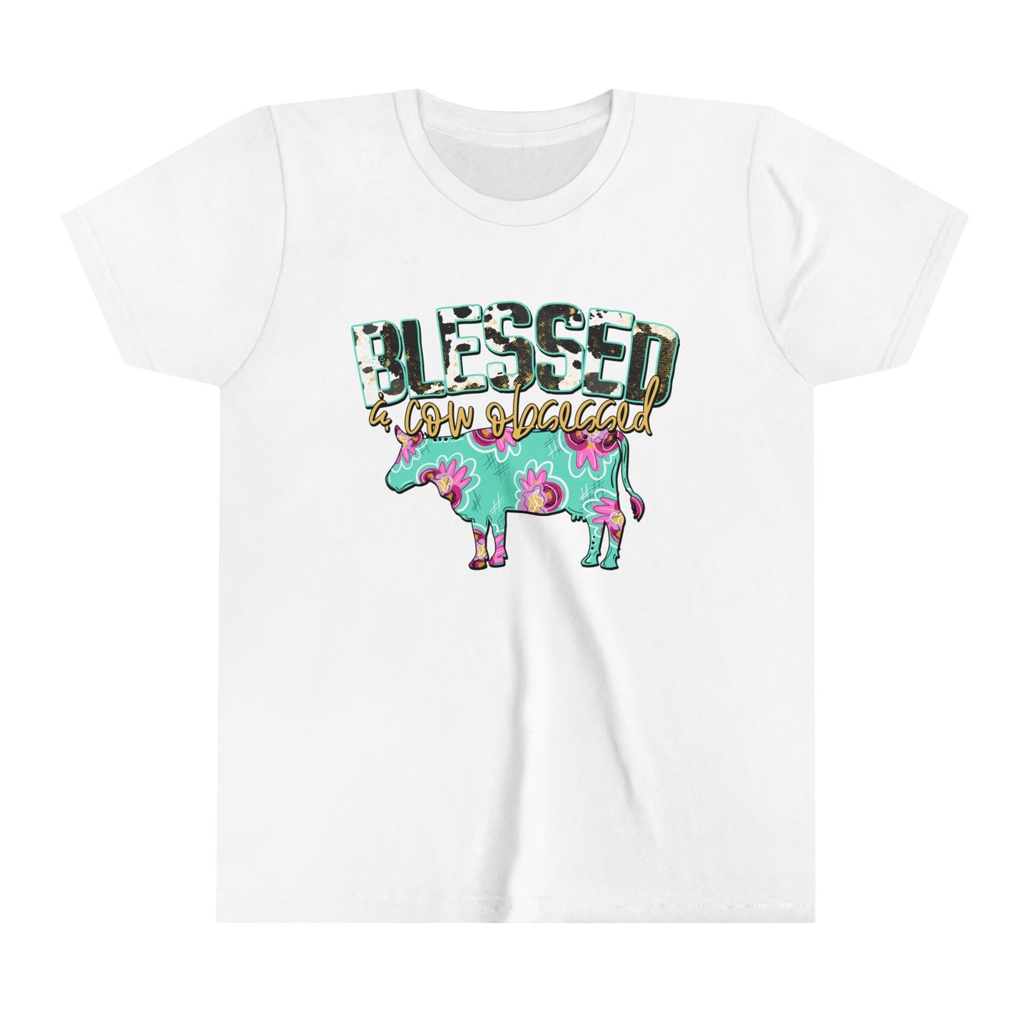 Blessed and cow obsessed youth tshirt