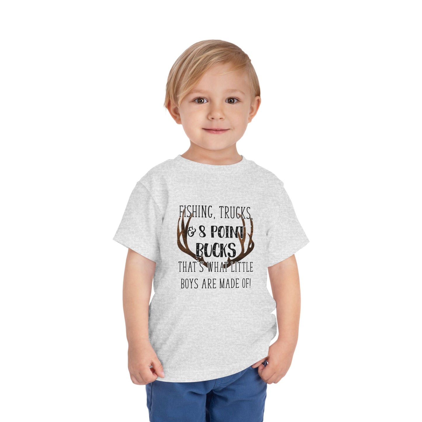 Fishing, trucks and 8 point bucks toddler boy tshirt