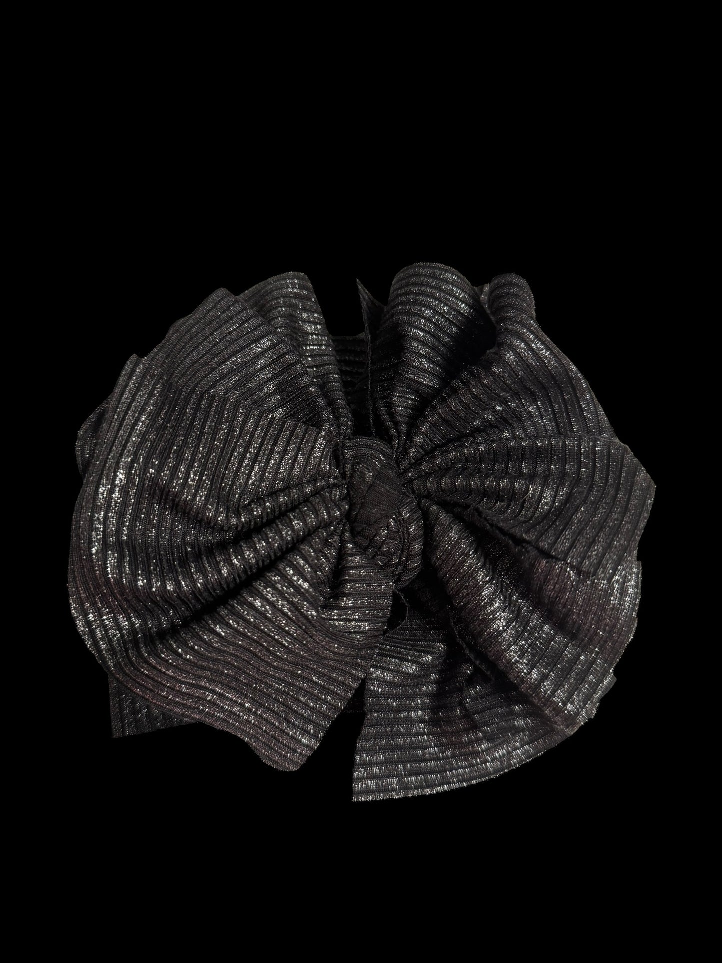 Glitter black shredded headwrap bow