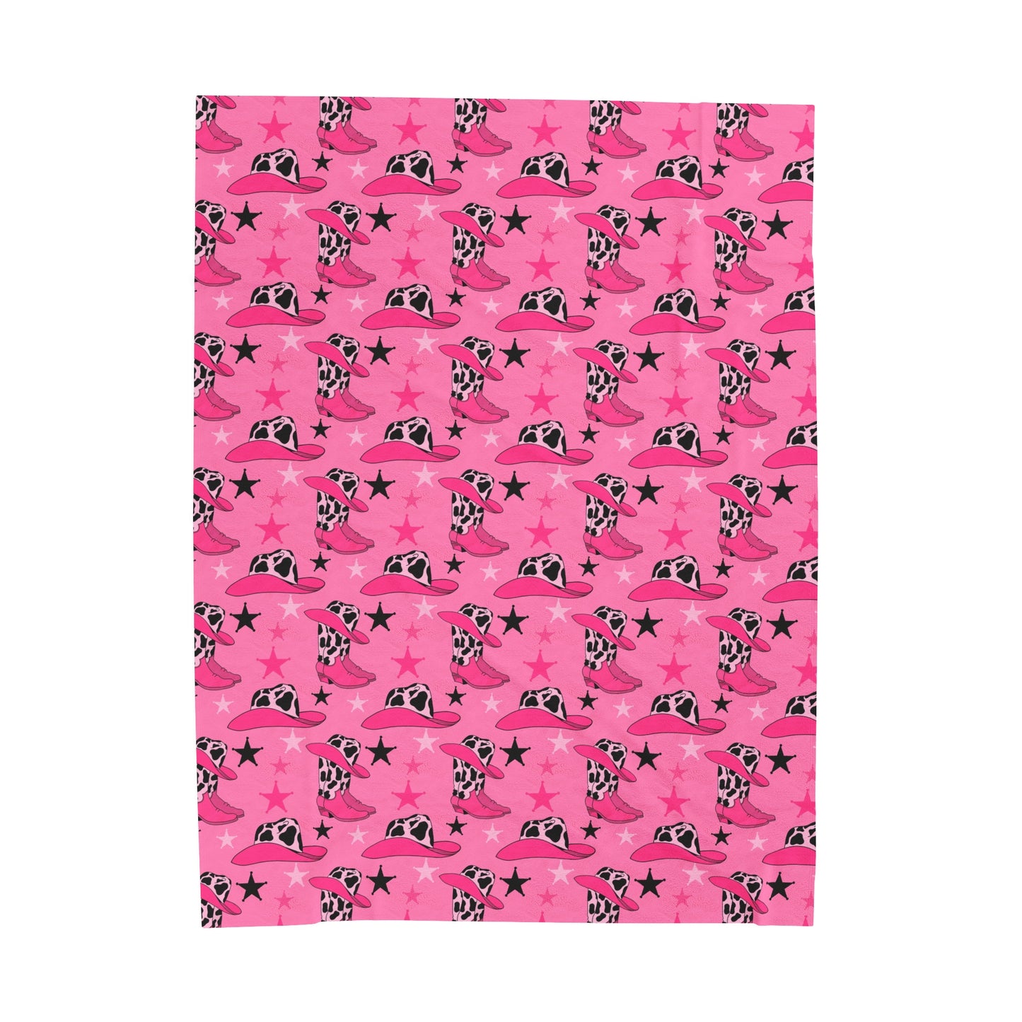 Pink Cowgirl Velveteen Plush Blanket