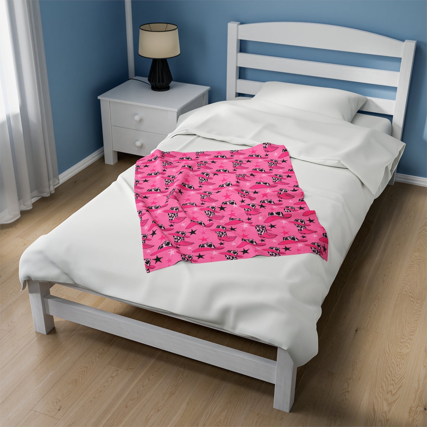 Pink Cowgirl Velveteen Plush Blanket