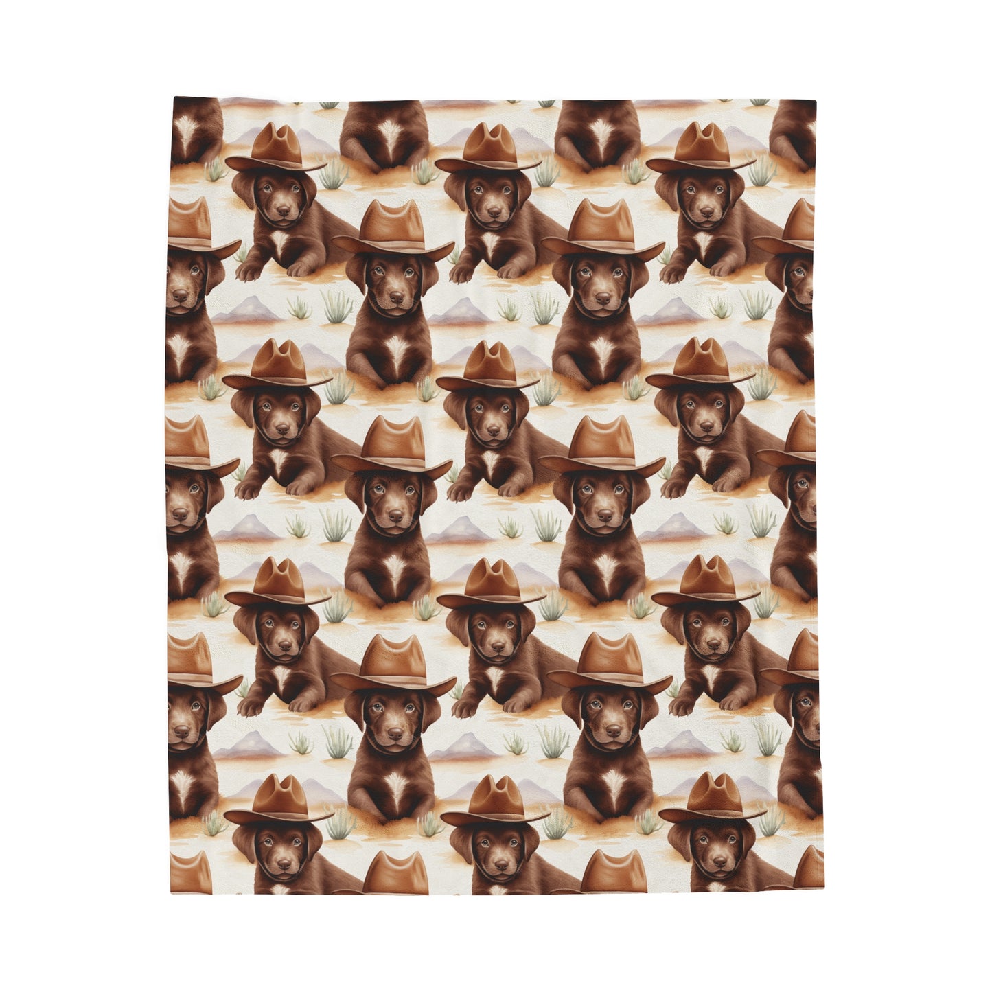 Chocolate Lab with hat Velveteen Plush Blanket