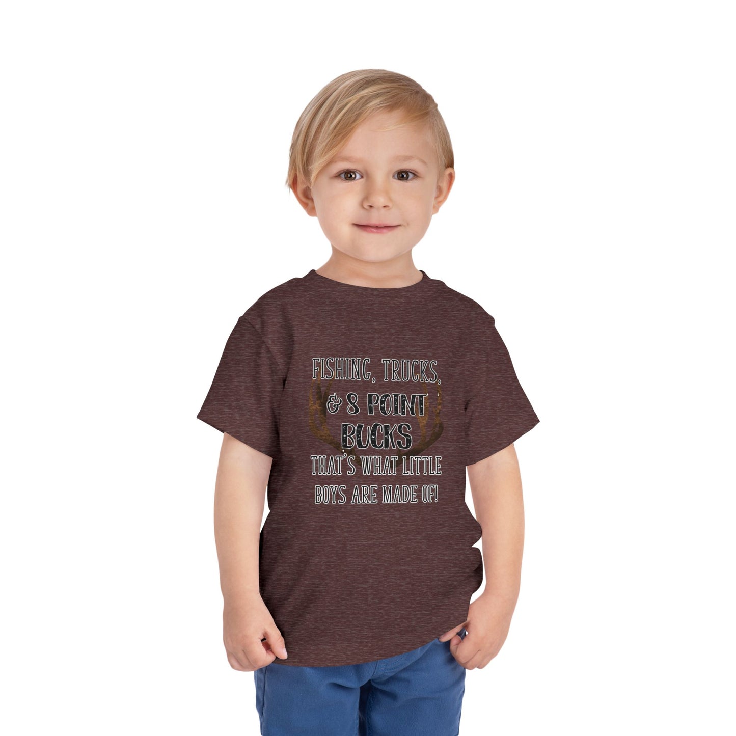 Fishing, trucks and 8 point bucks toddler boy tshirt