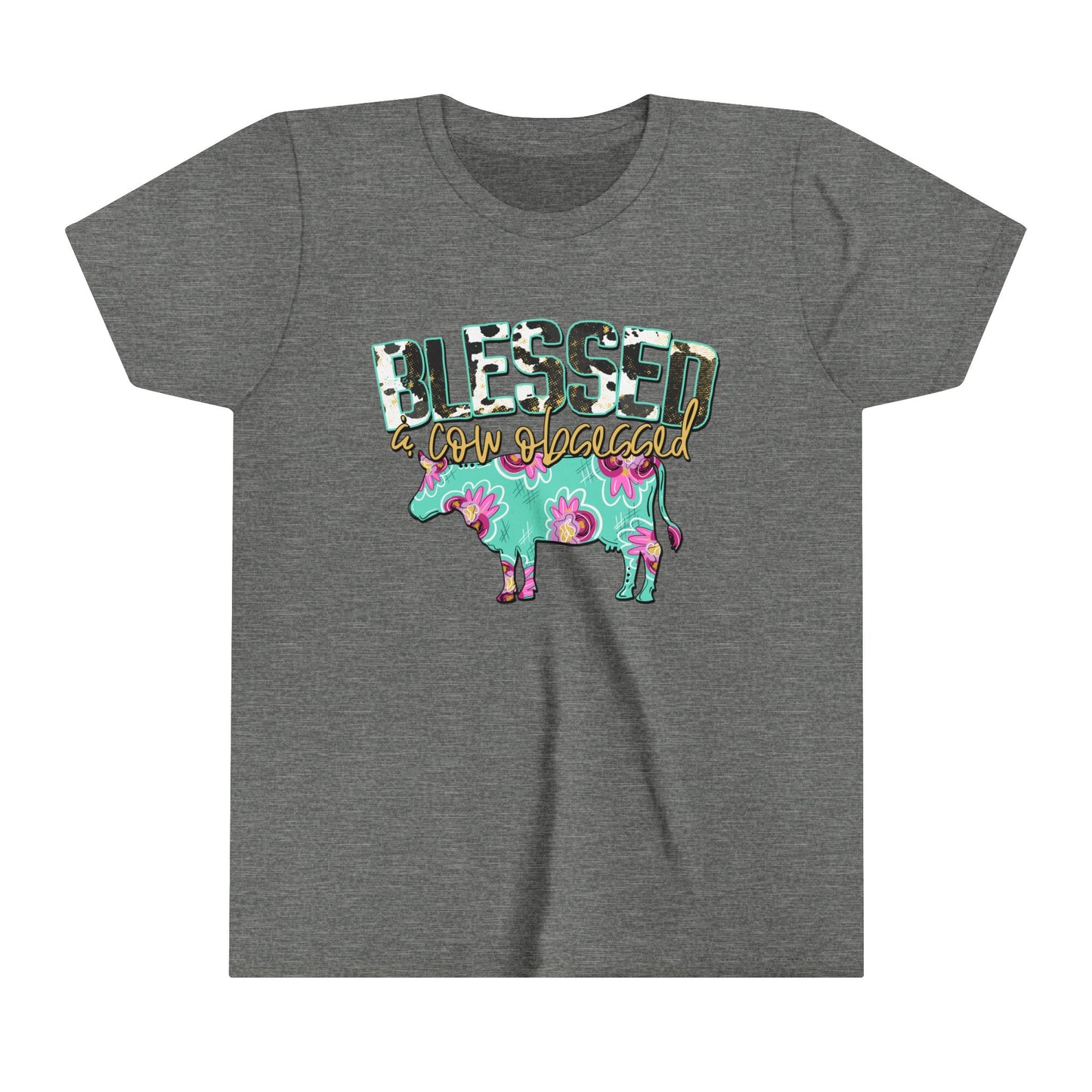 Blessed and cow obsessed youth tshirt