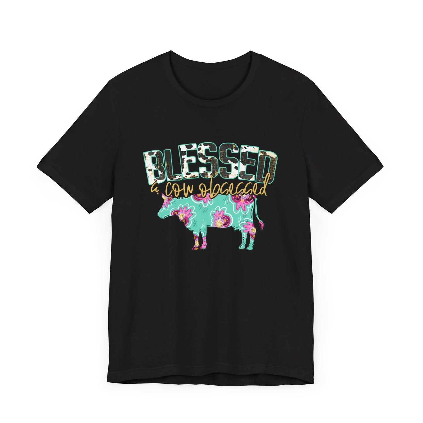 Blessed and cow obsessed adult tshirt