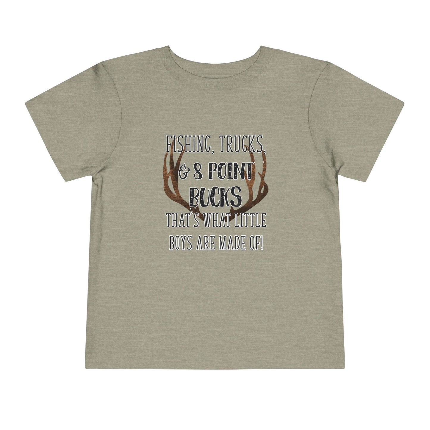 Fishing, trucks and 8 point bucks toddler boy tshirt