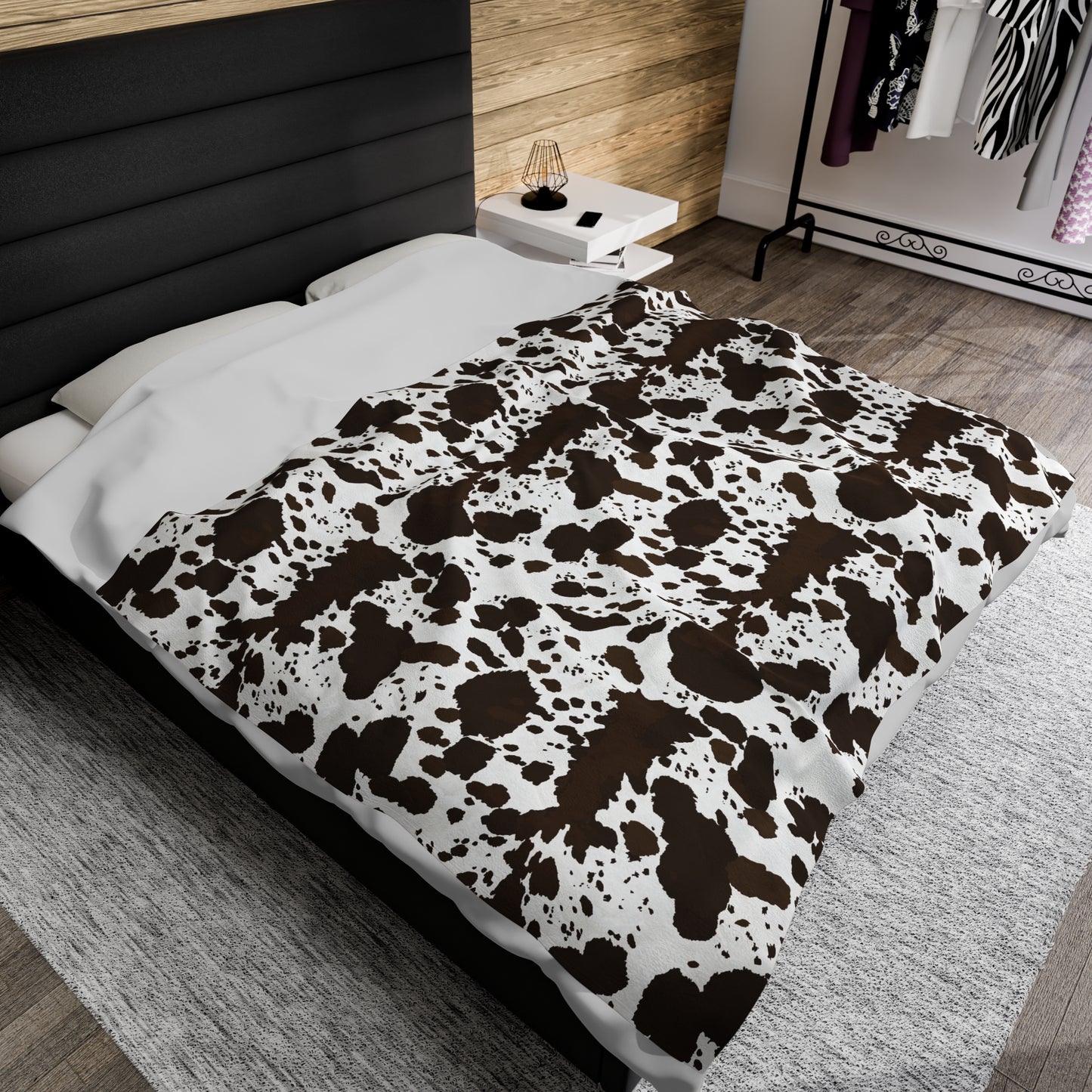 Cow Print Velveteen Plush Blanket