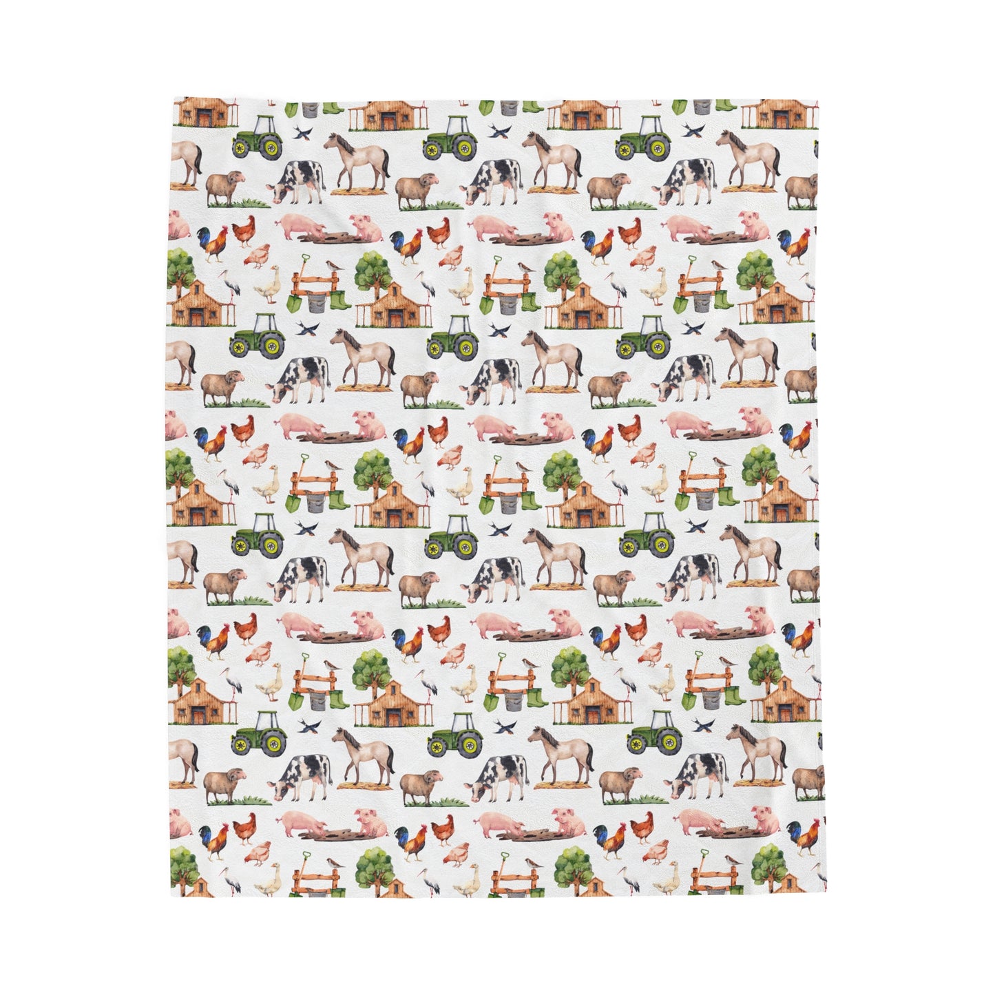 Farm Animals Velveteen Plush Blanket