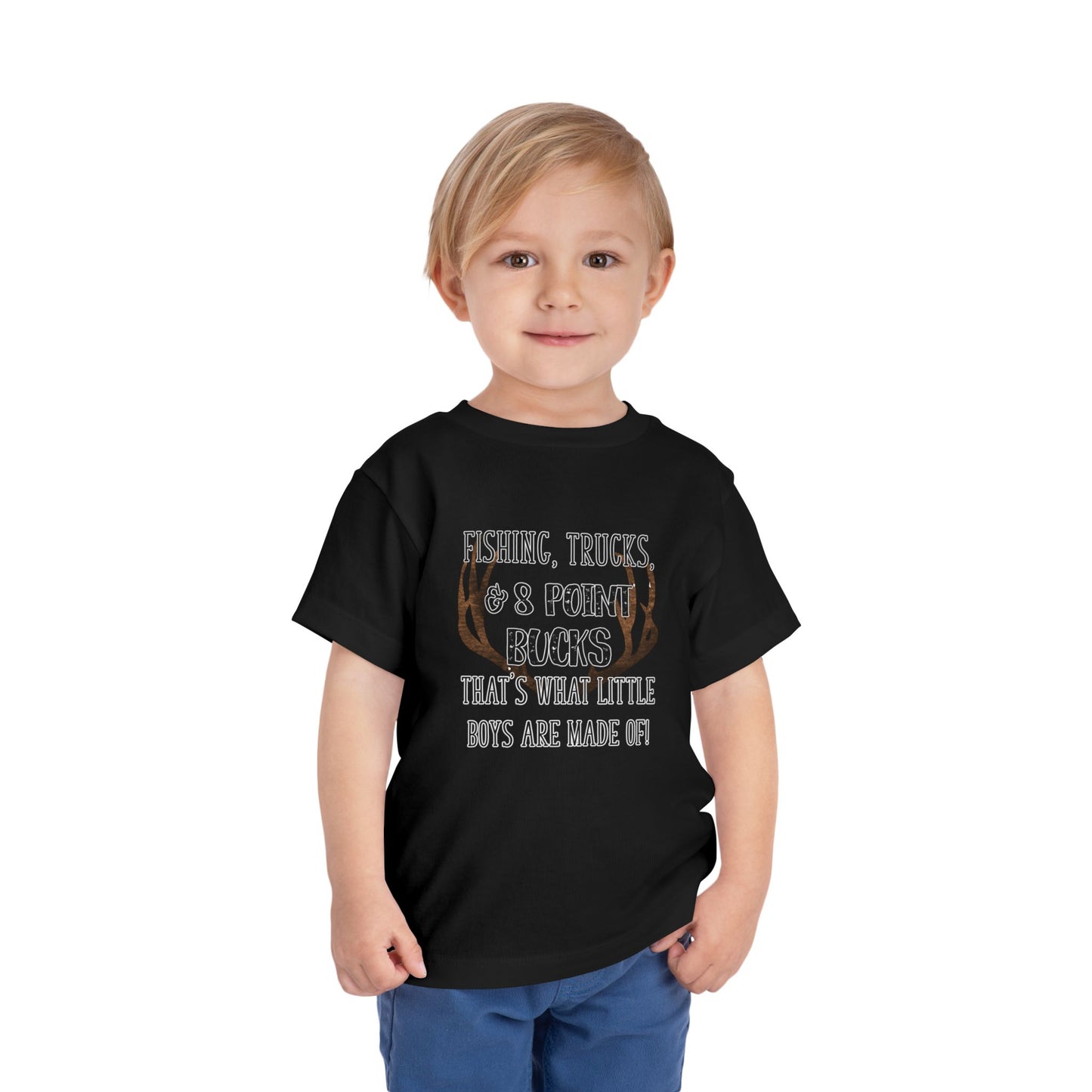 Fishing, trucks and 8 point bucks toddler boy tshirt