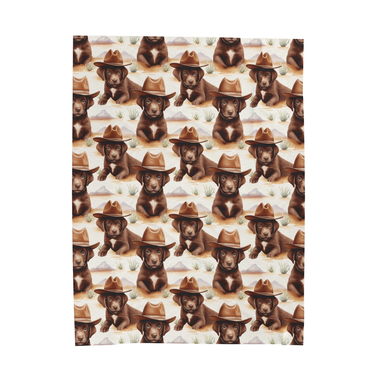 Chocolate Lab with hat Velveteen Plush Blanket