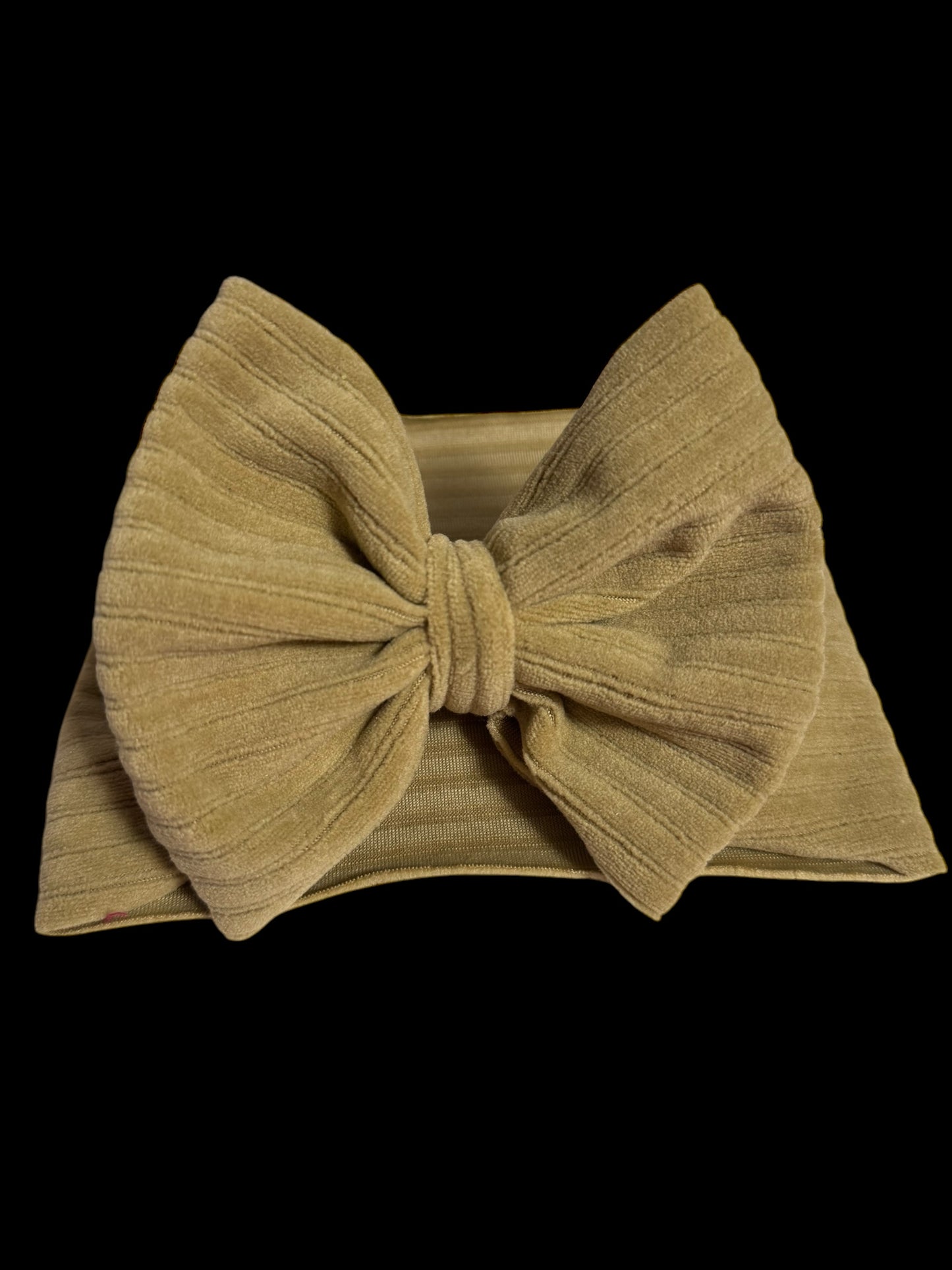 Tan headwrap bow