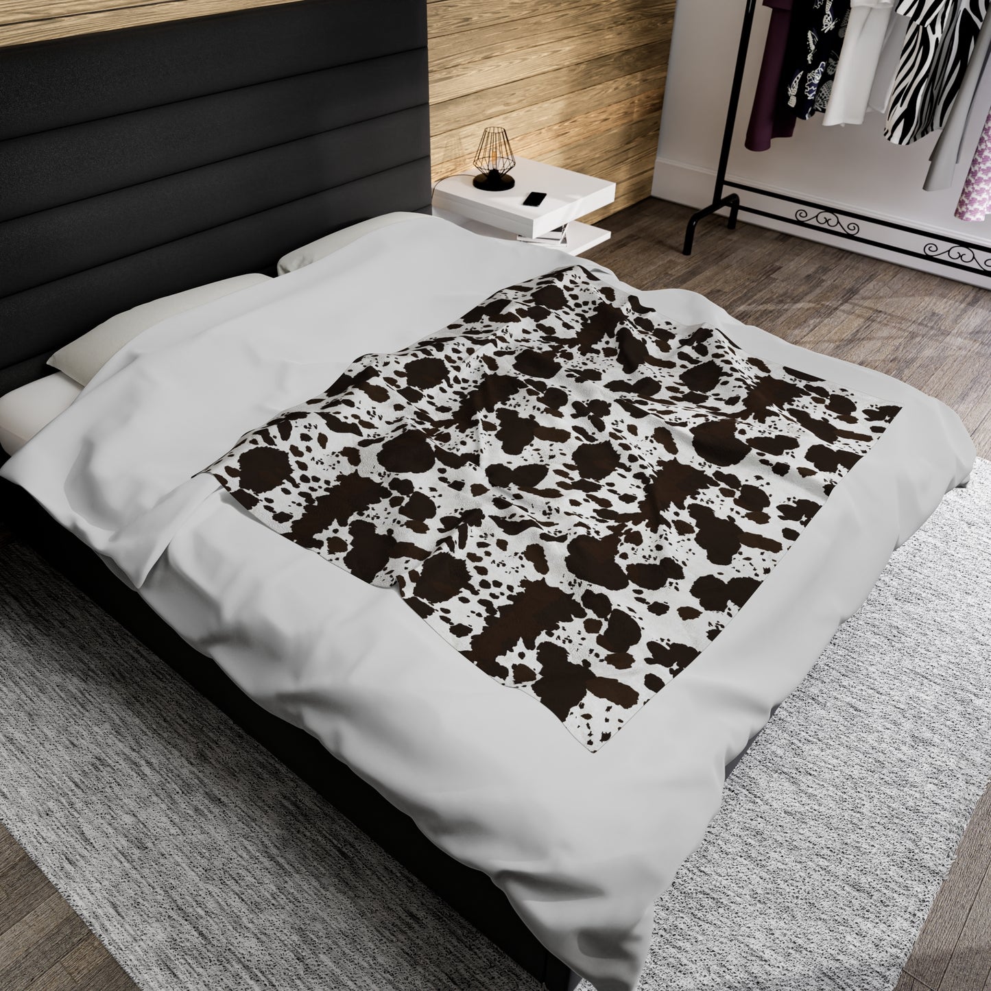 Cow Print Velveteen Plush Blanket