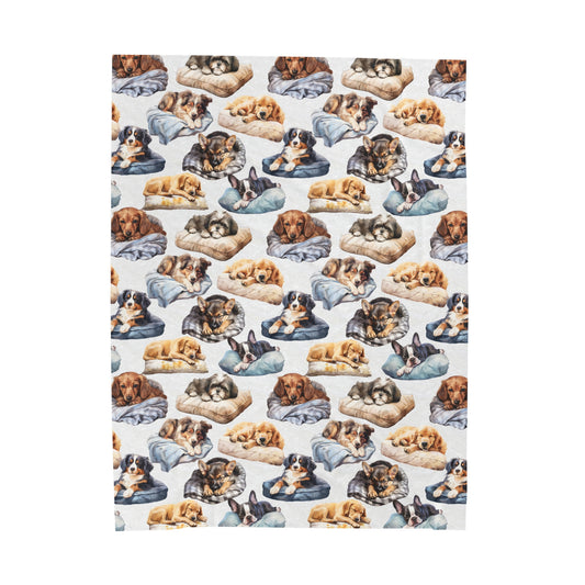 Cute Puppy Velveteen Plush Blanket