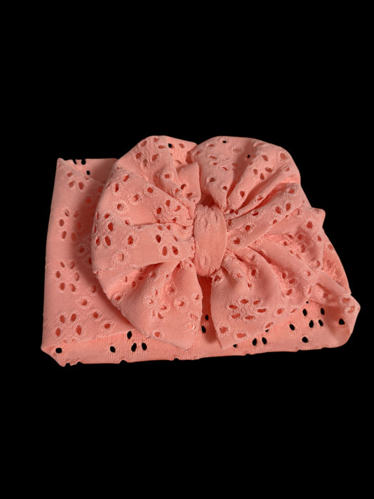 Pink messy headwrap bow