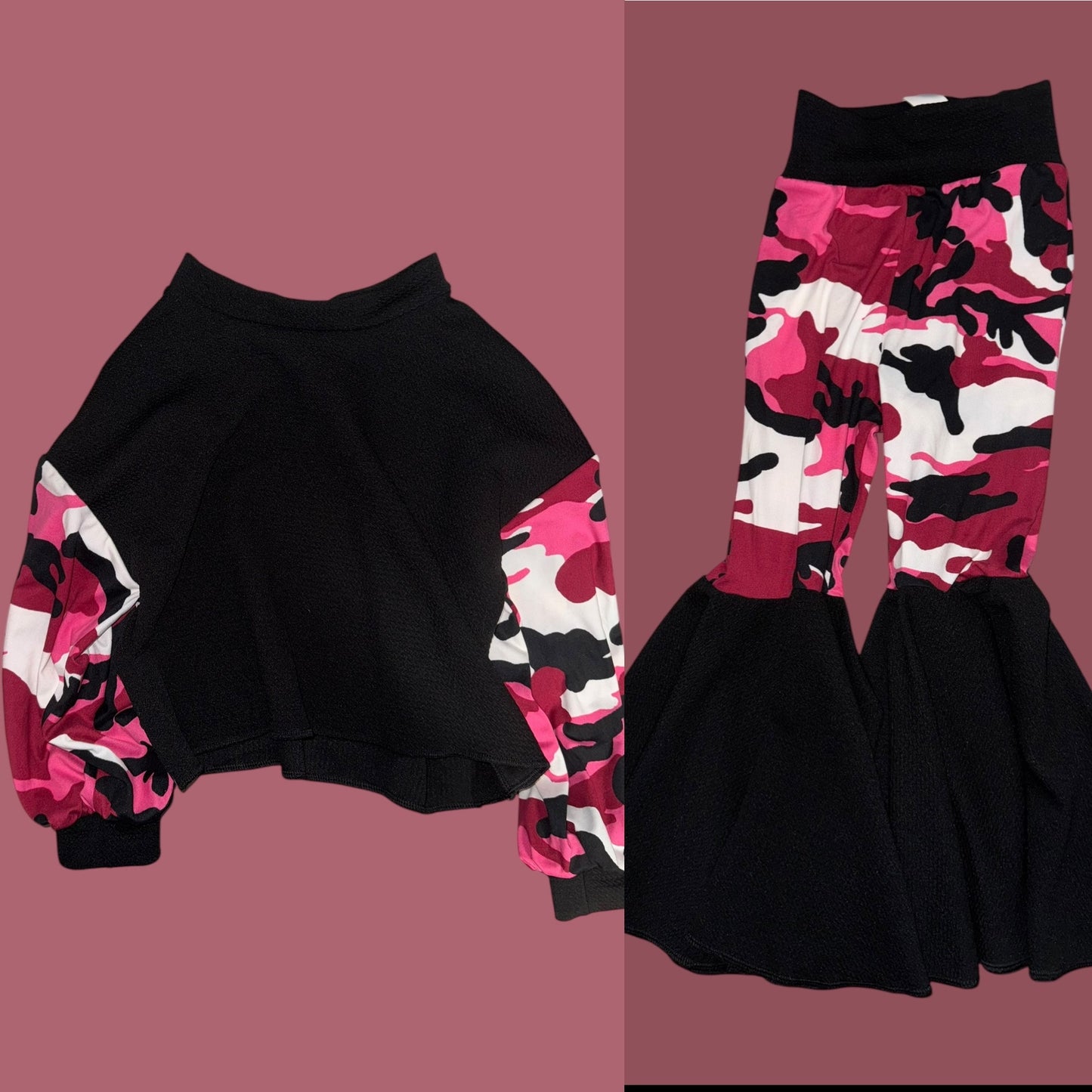 4T black/pink camo outfit