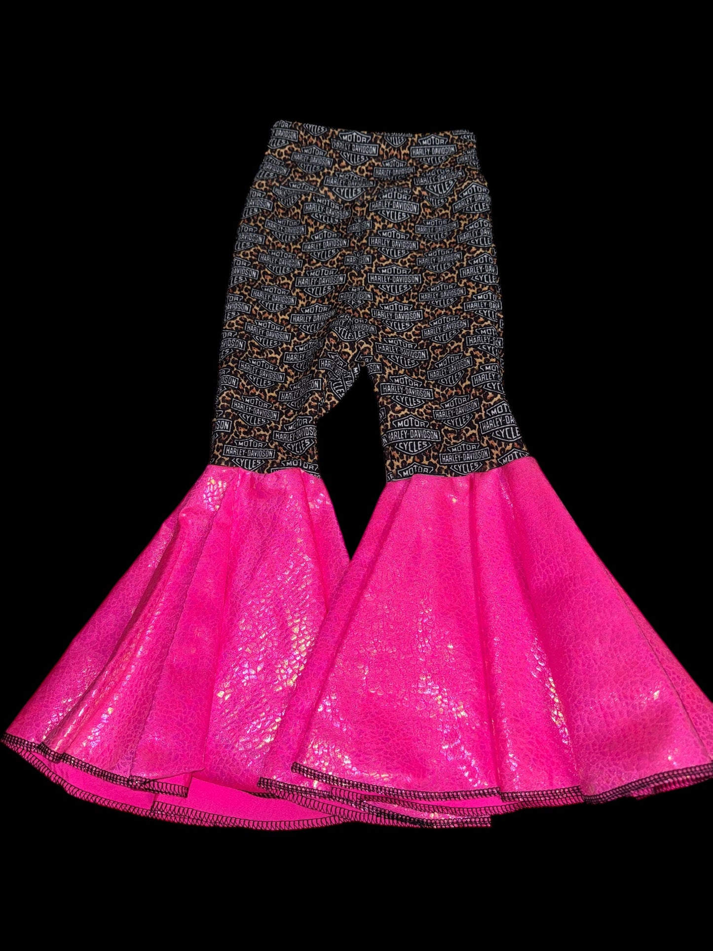 2T pink/cheetah Harley bell bottoms