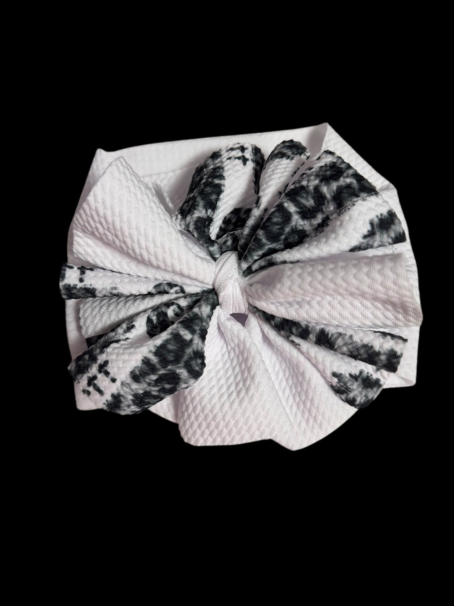 White cheetah headwrap bow